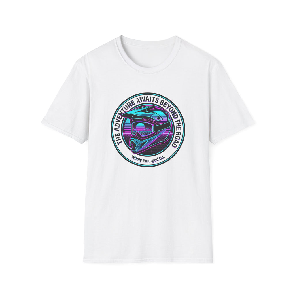 Adventure Helmet— "The Adventure Awaits Beyond the Road" Motorcycle Tee