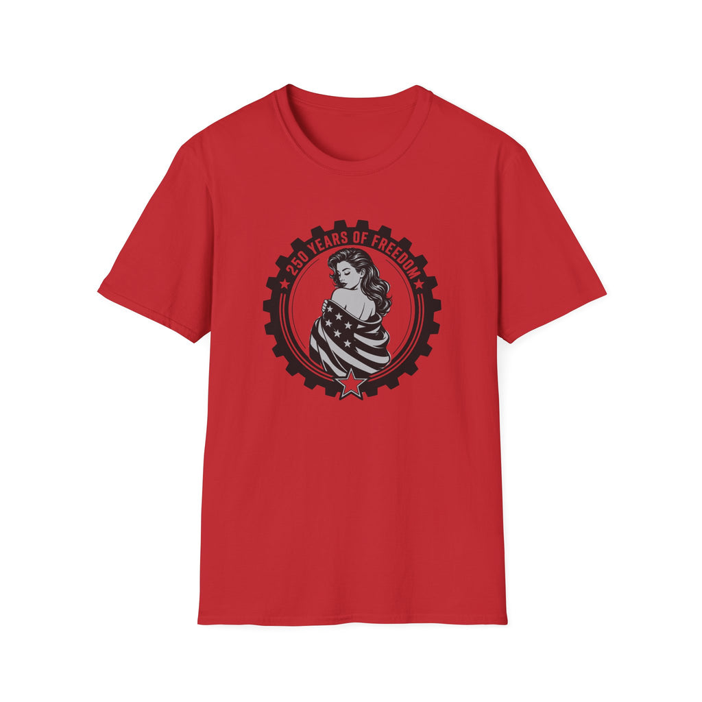 Patriotic '250 Years of Freedom' — American Flag Woman Graphic Tee