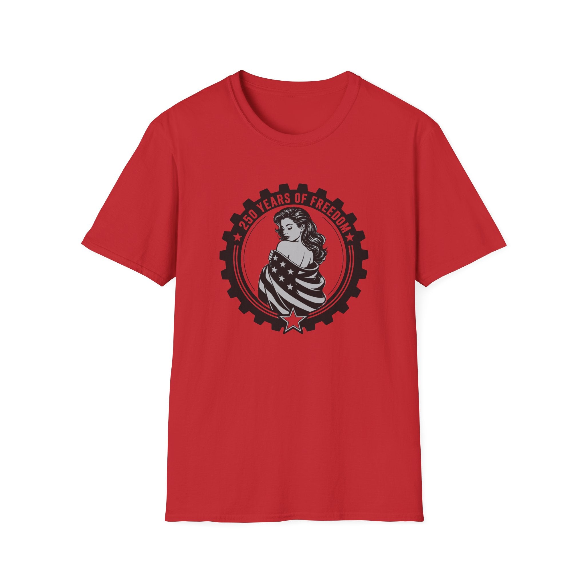 Patriotic '250 Years of Freedom' — American Flag Woman Graphic Tee