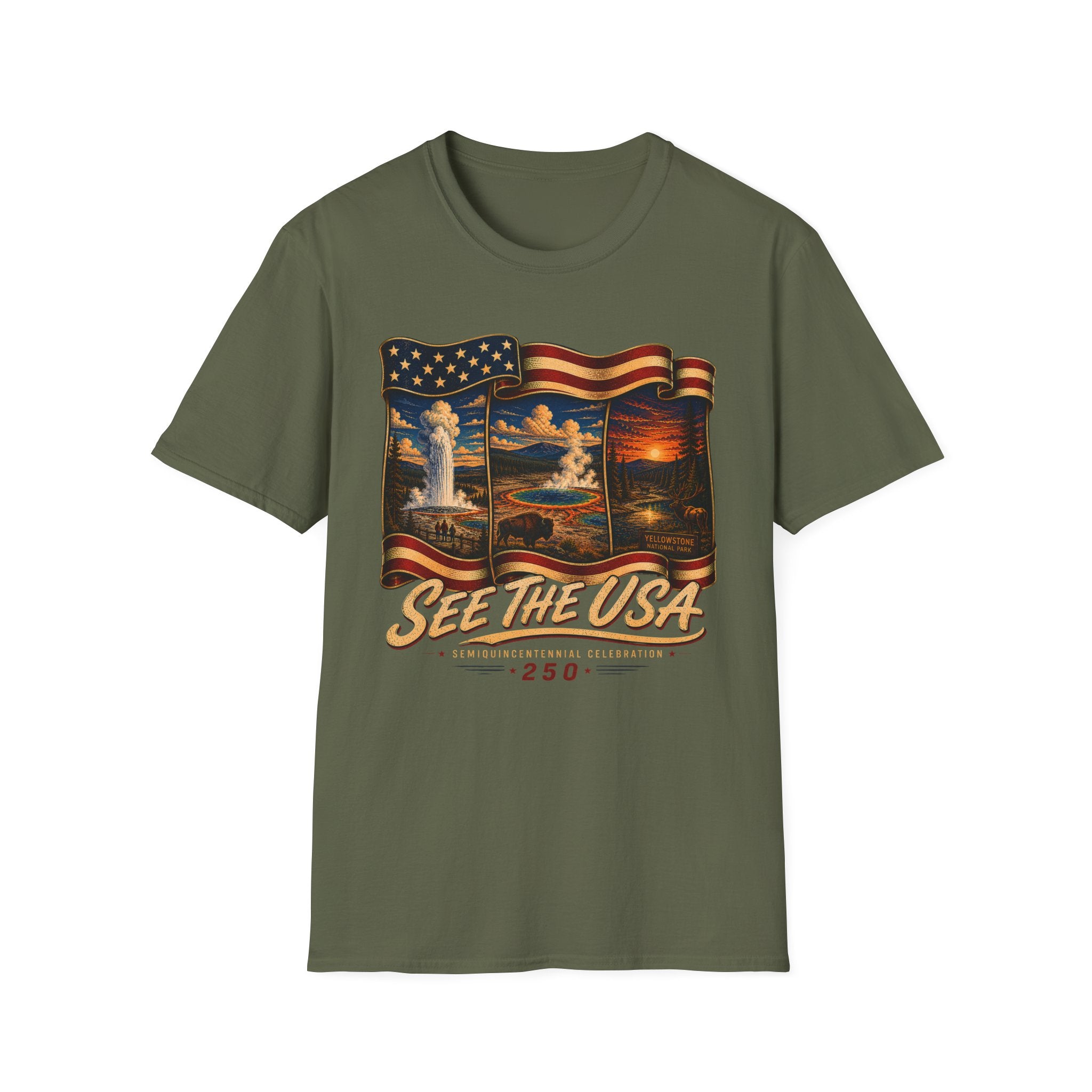 USA National Parks — "See The USA" Vintage Flag Travel Tee