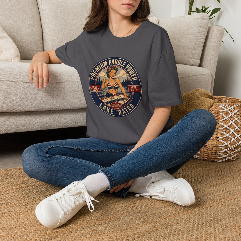 Paddle Power — Vintage Lake Rated Paddleboarding Graphic Tee