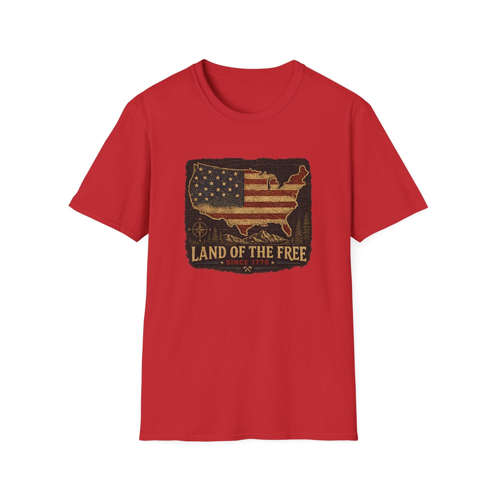 Patriotic USA Map — 'Land of the Free' Vintage Flag Tee
