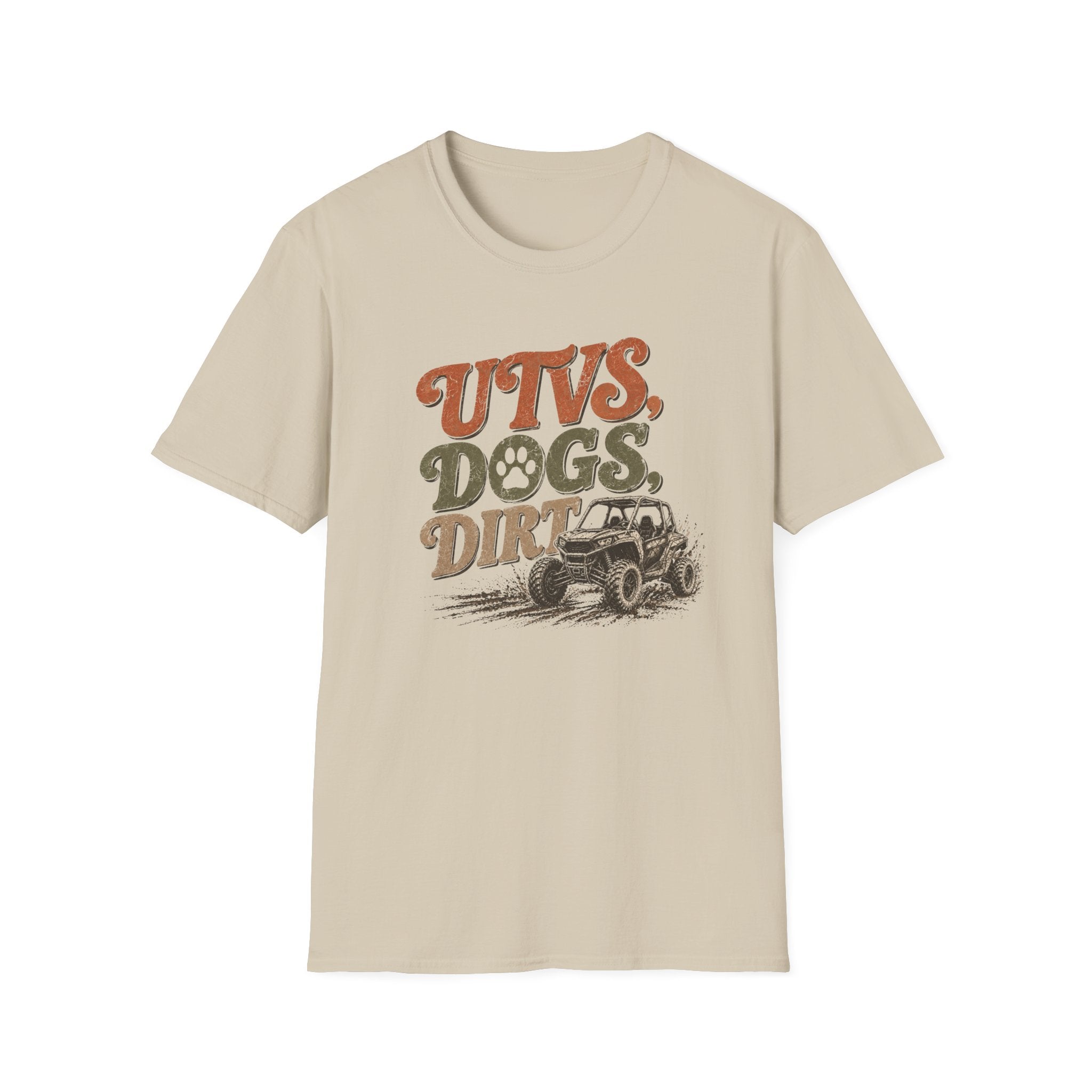 UTVs, Dogs, Dirt Graphic T-Shirt — Off-Road Adventure Tee