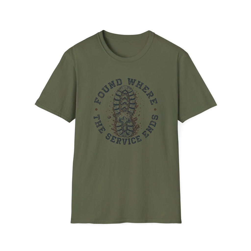 Found Where The Service Ends — Hiking Boot Print Tee