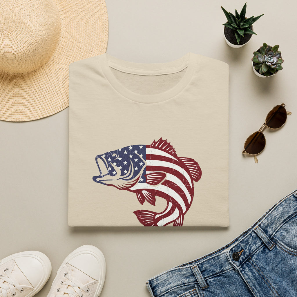 Patriotic Bass — American Flag Fish Tee