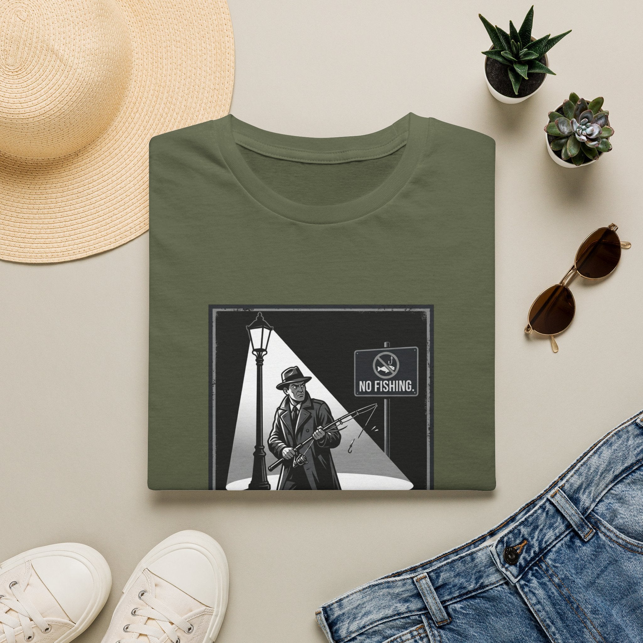 Anglers Anonymous Graphic — "No Fishing" Noir Detective Design