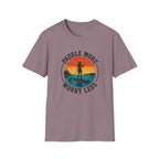 Paddle More Worry Less — Retro Sunset Paddleboarding Tee