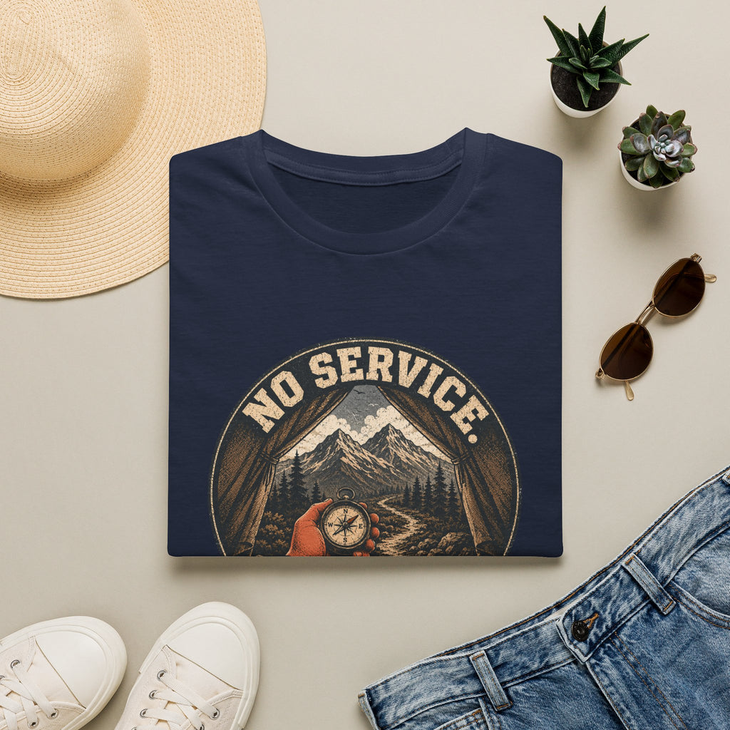 No Service No Problem — Adventure Compass Mountain Graphic Tee