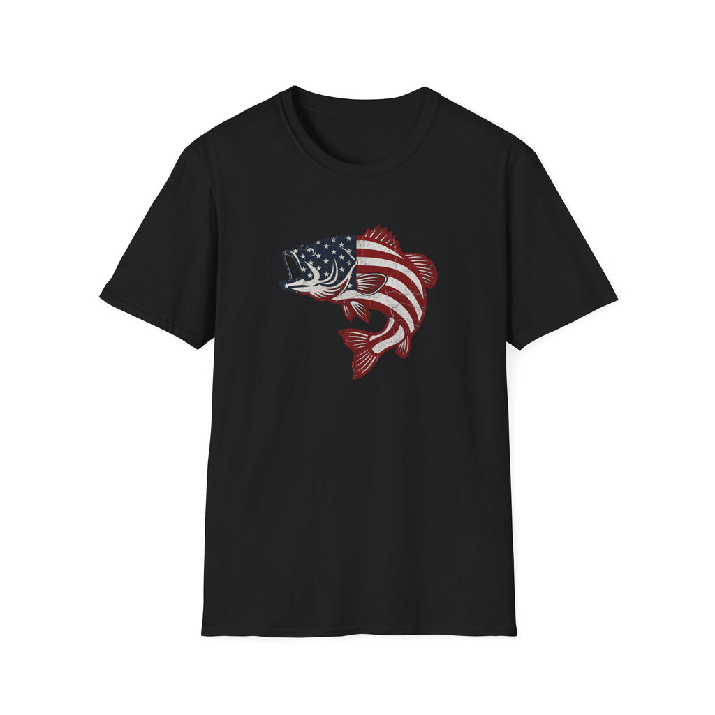 Patriotic Bass — American Flag Fish Tee
