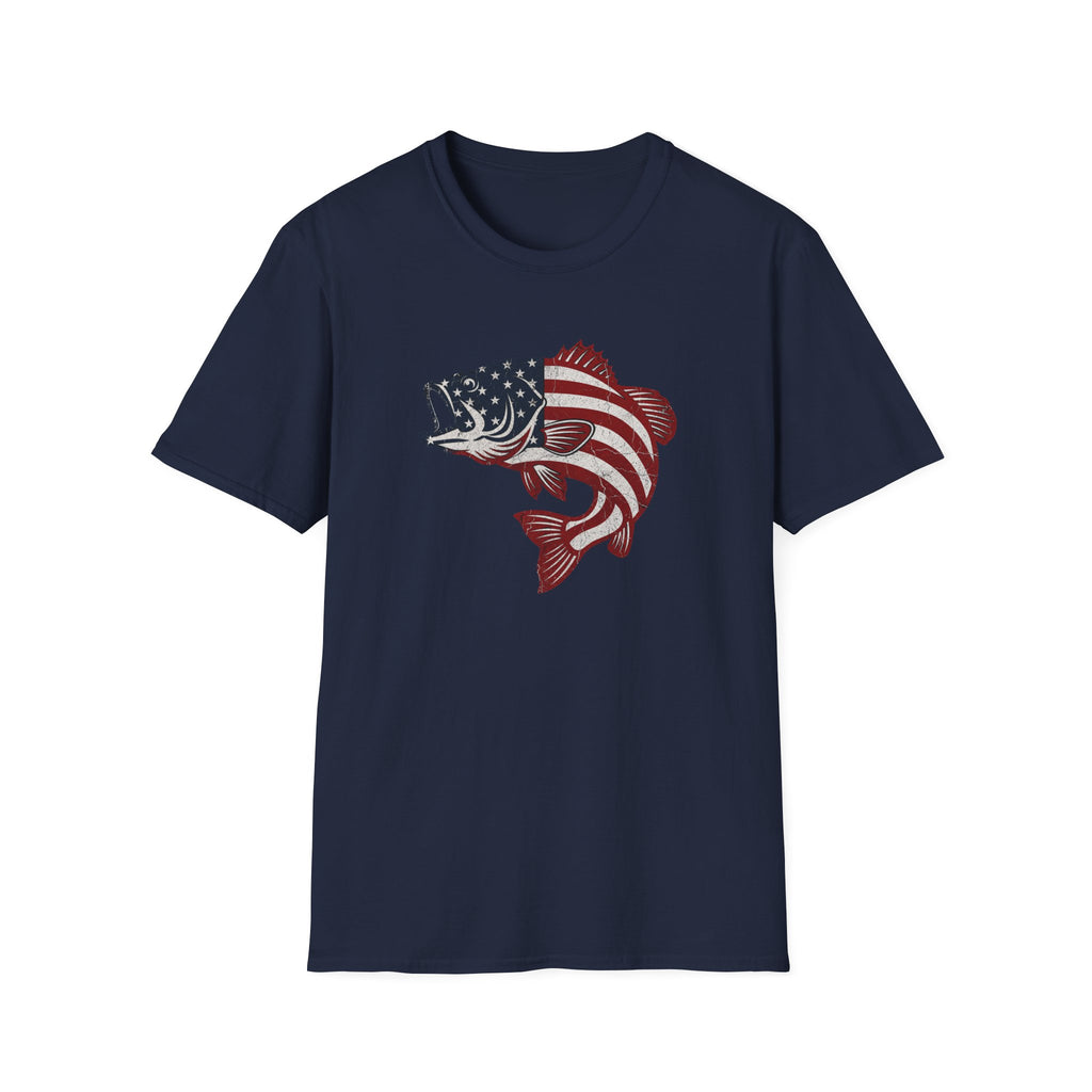Patriotic Bass — American Flag Fish Tee