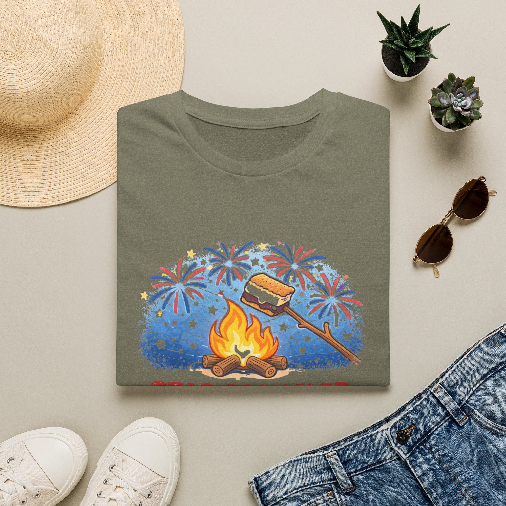 Star Spangled S'mores Campfire Tee (Fourth of July BBQ Patriotic Fireworks)