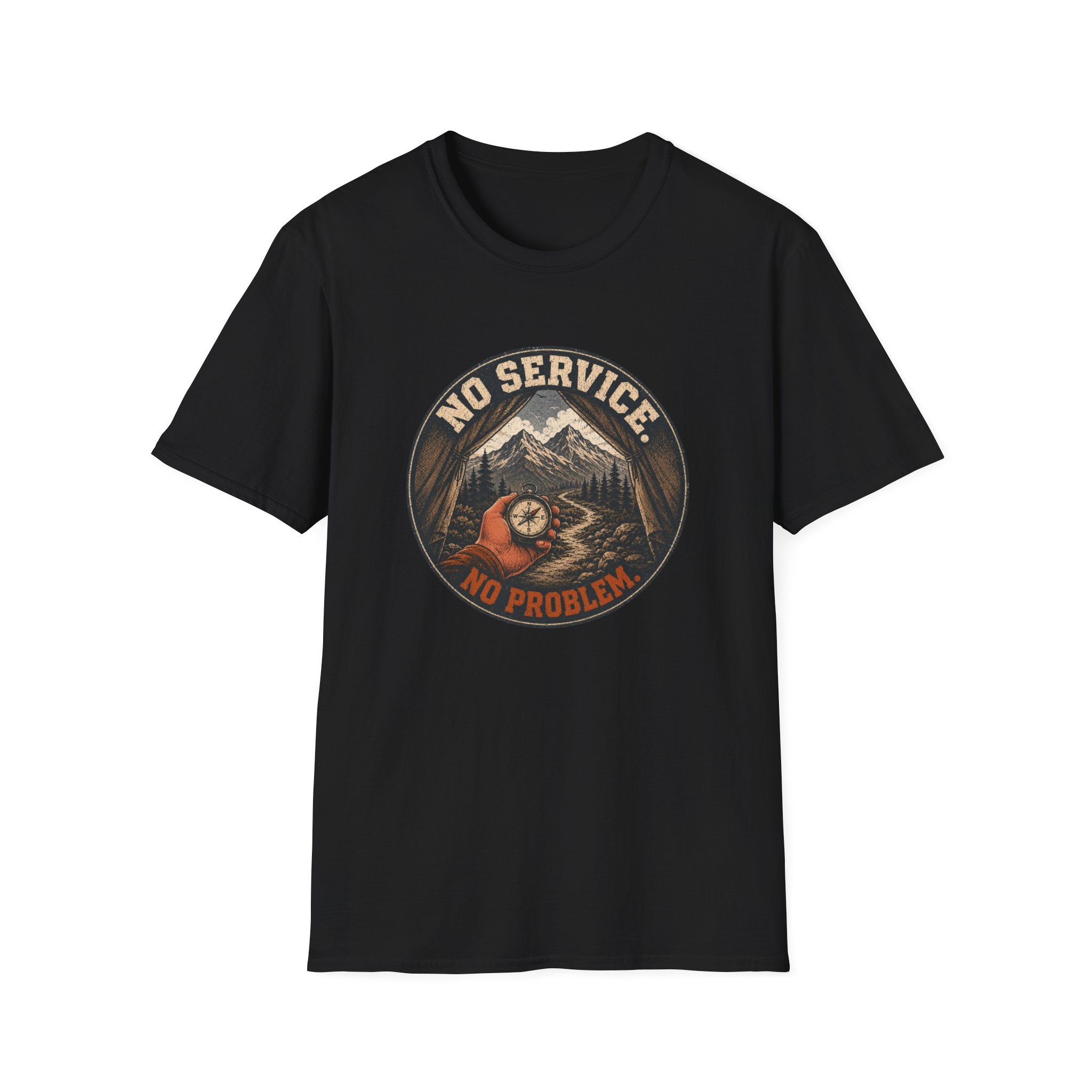 No Service No Problem — Adventure Compass Mountain Graphic Tee