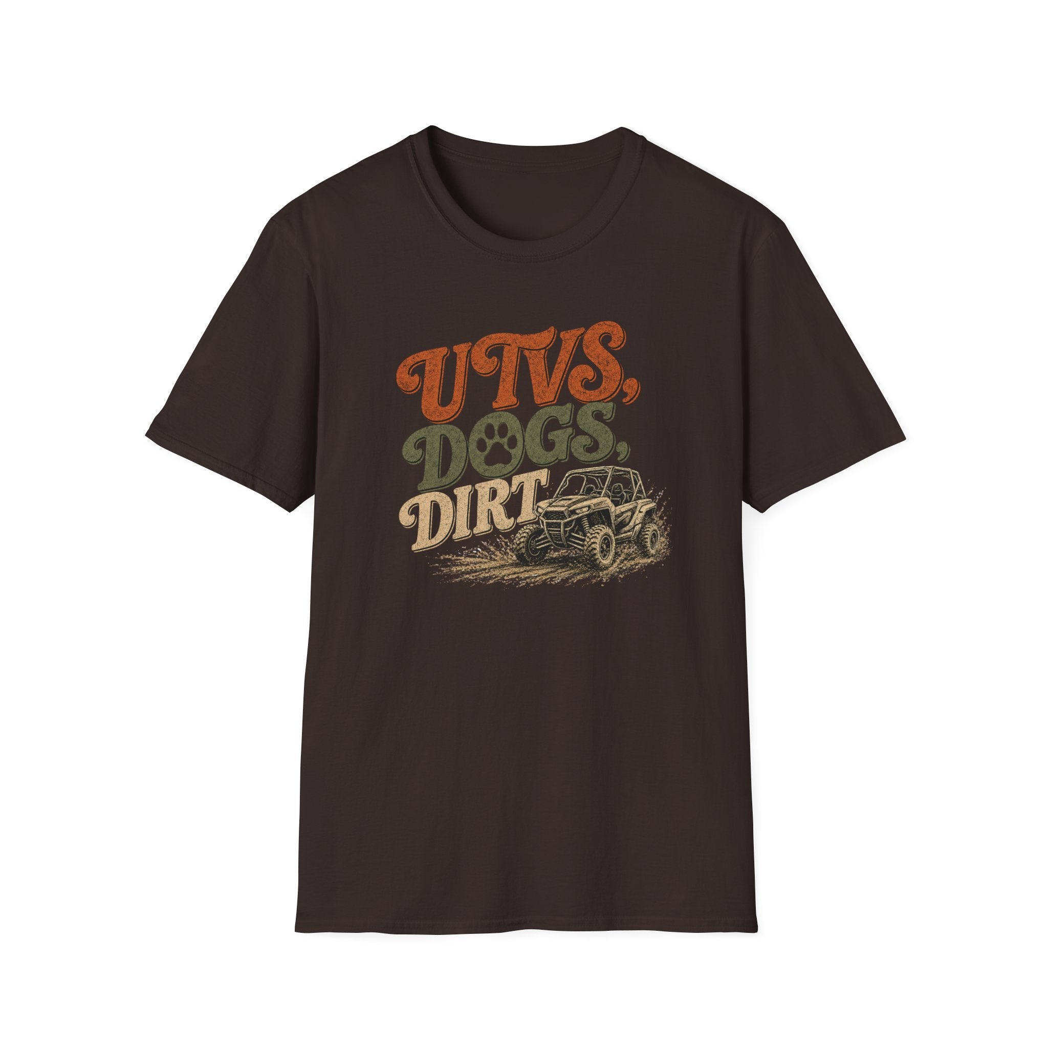 UTVs, Dogs, Dirt Graphic T-Shirt — Off-Road Adventure Tee