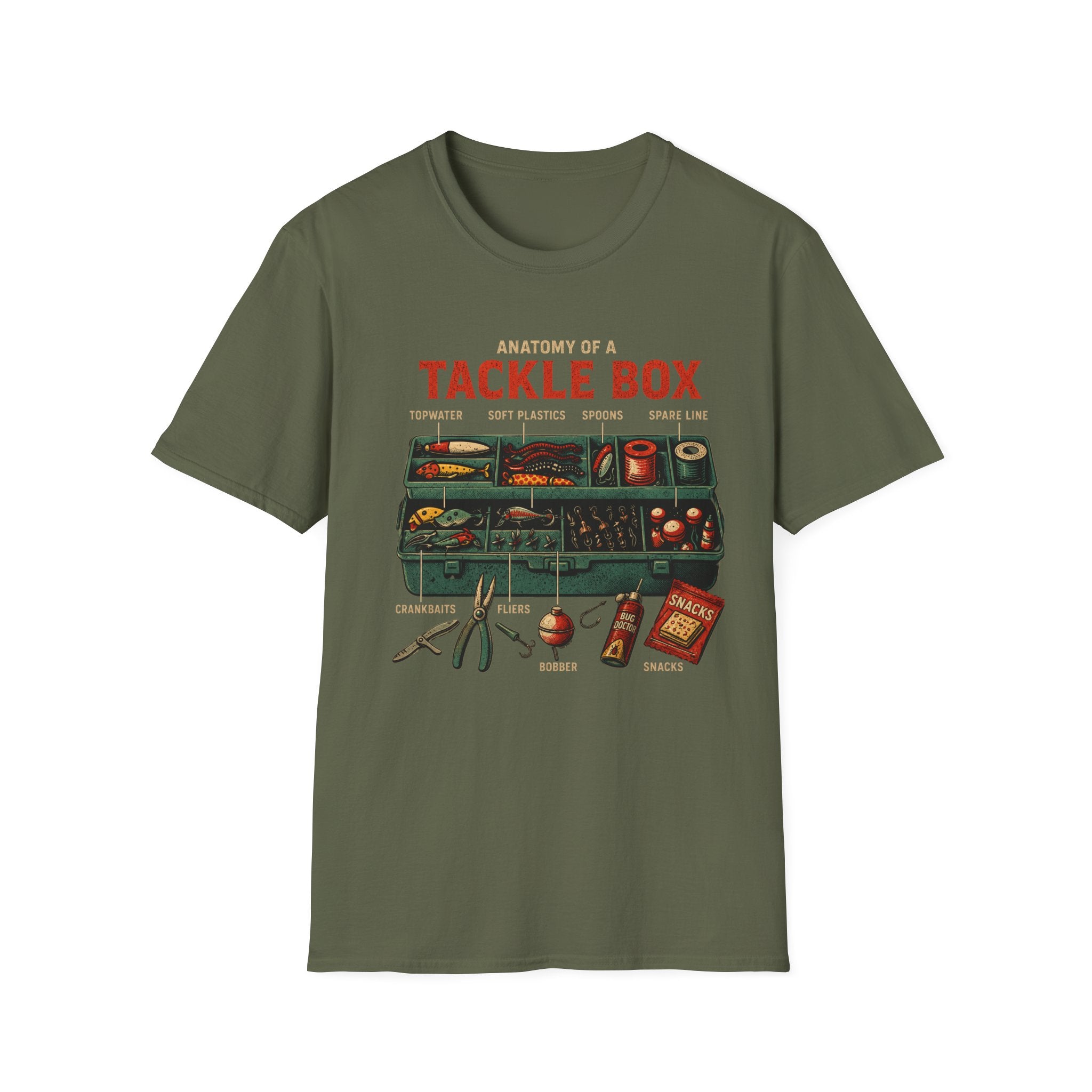 'Anatomy of a Tackle Box' Fishing Gear Graphic Tee