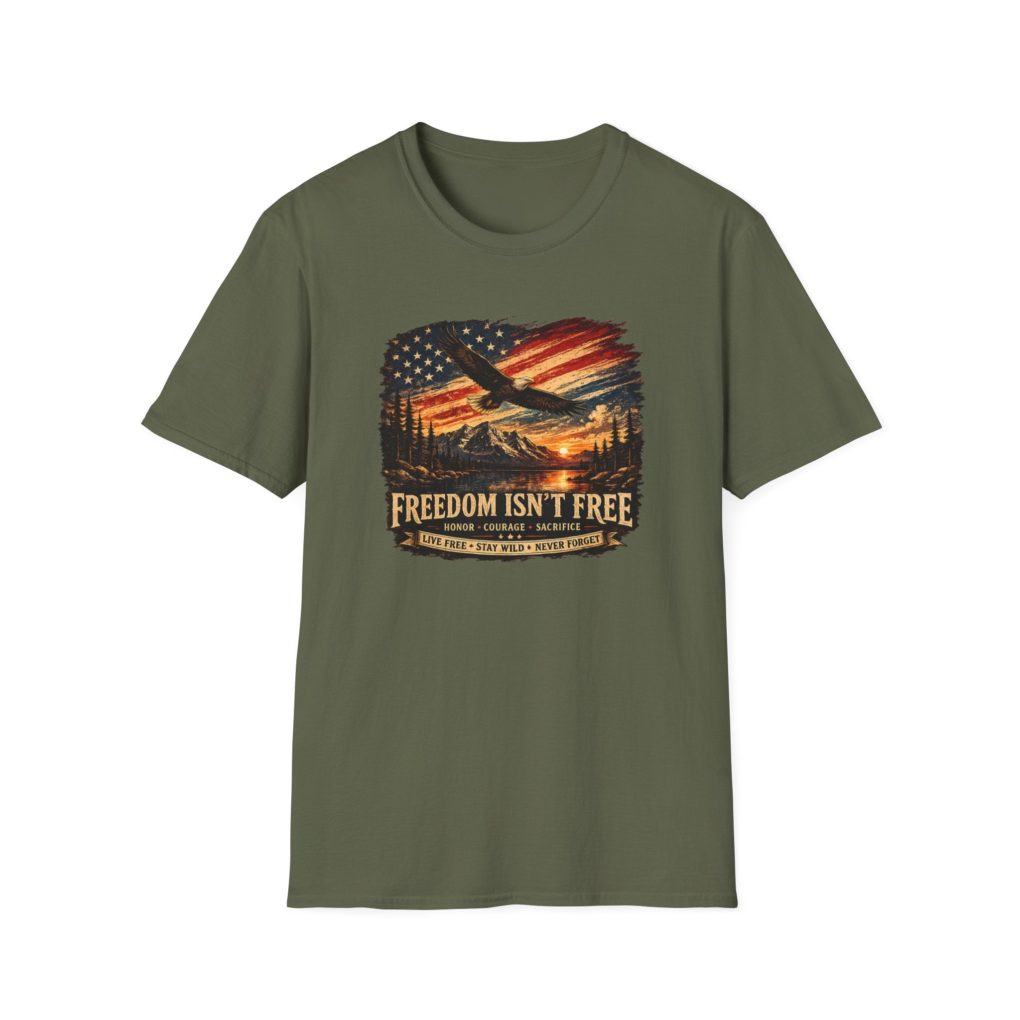 Freedom Isn't Free — American Flag Eagle Veteran Tribute Tee