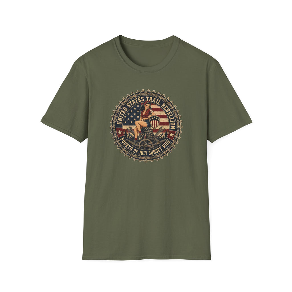 Trail Rebellion — Vintage American Flag Pinup Graphic