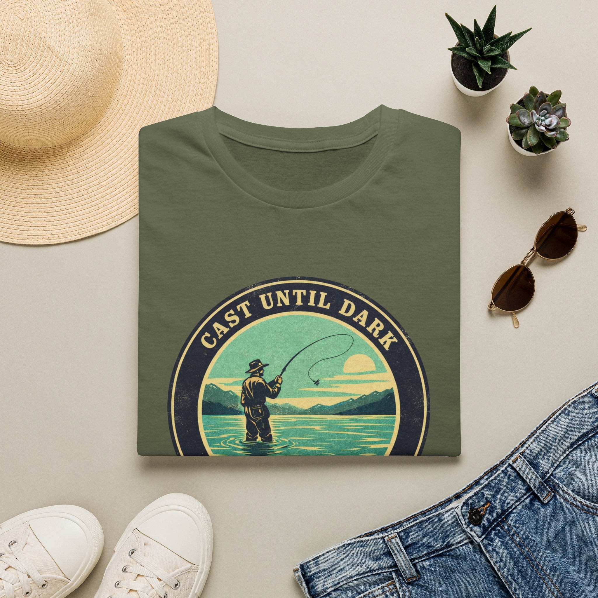 "Cast Until Dark" Vintage River Angler Tee