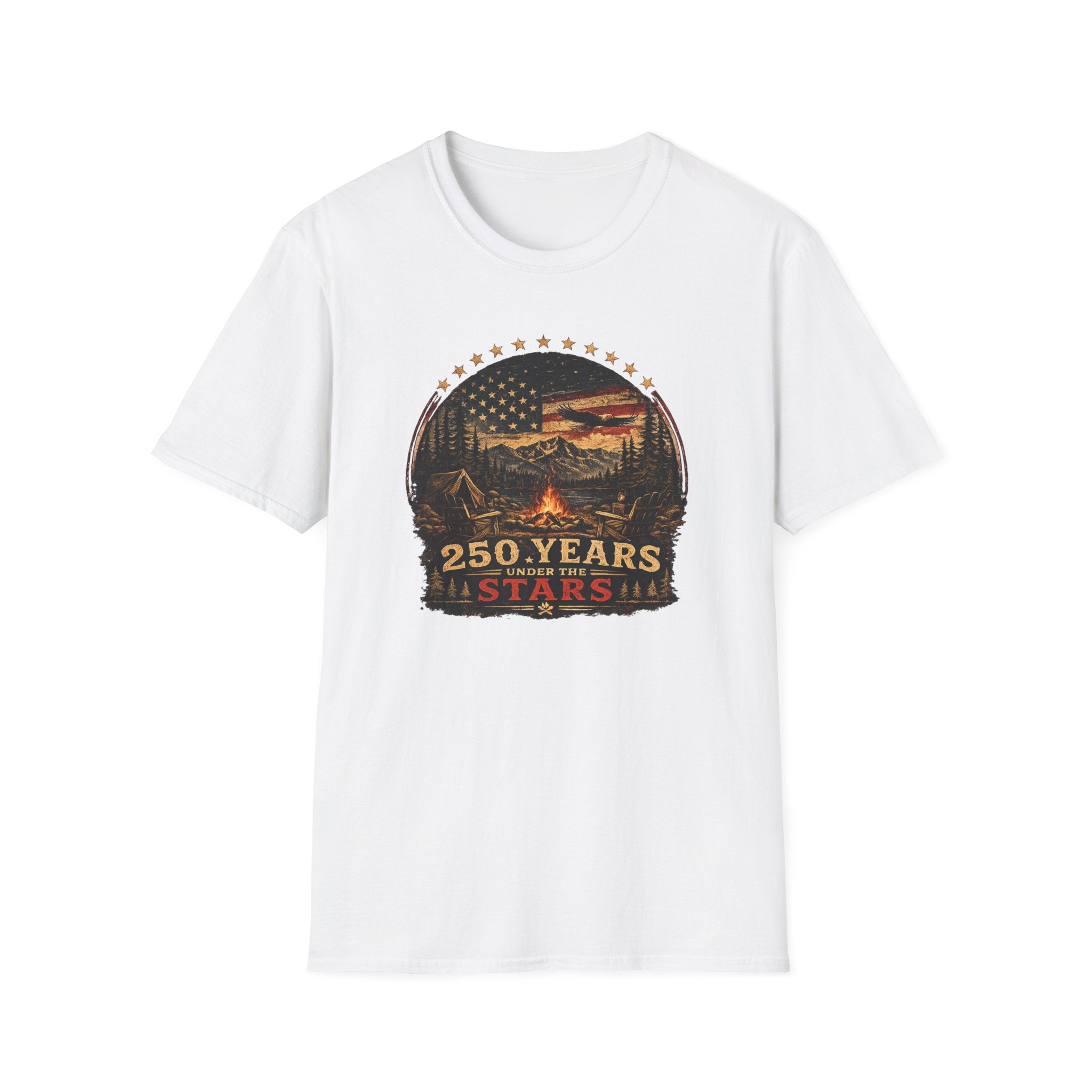 250 Years All Stars Vintage American Camping Flag Tee