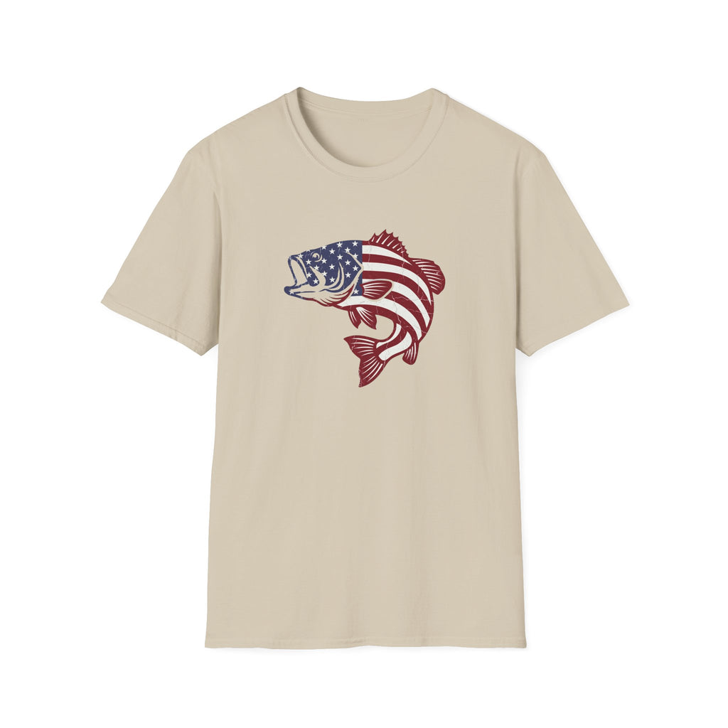 Patriotic Bass — American Flag Fish Tee