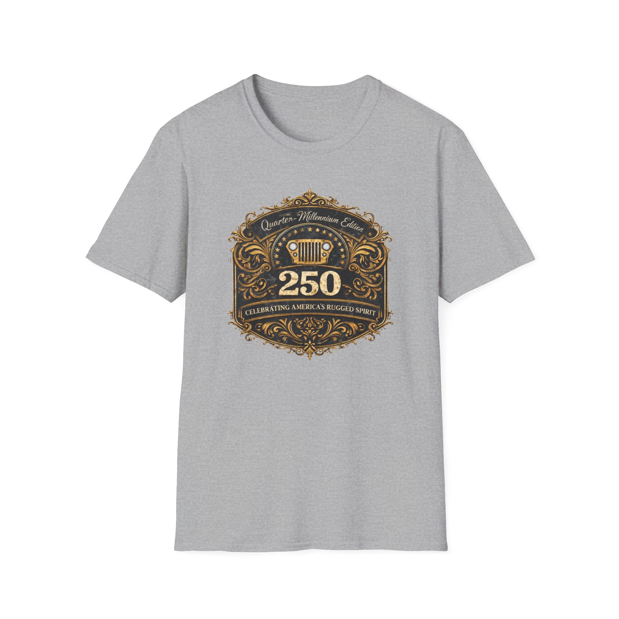 Vintage Jeep 250 Emblem — Quarter-Millennium Off-Road Anniversary Tee