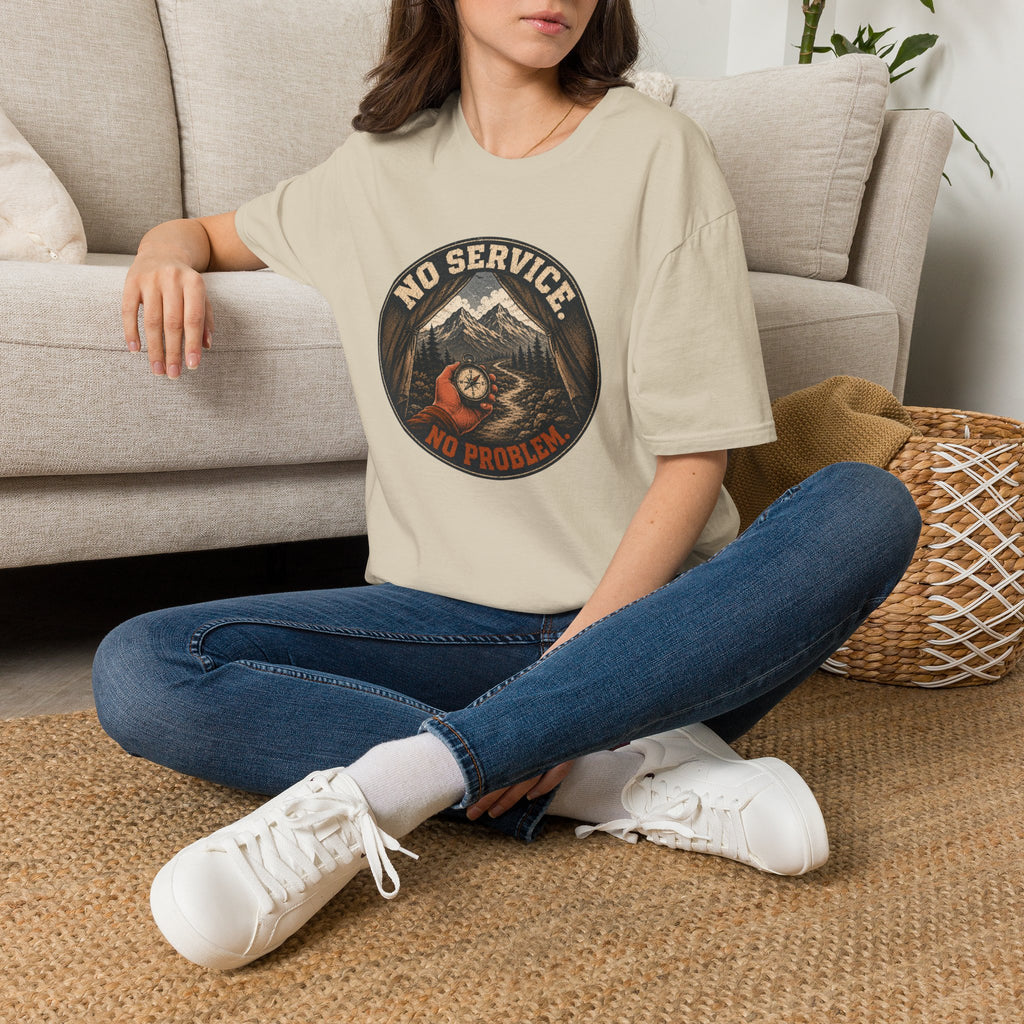 No Service No Problem — Adventure Compass Mountain Graphic Tee