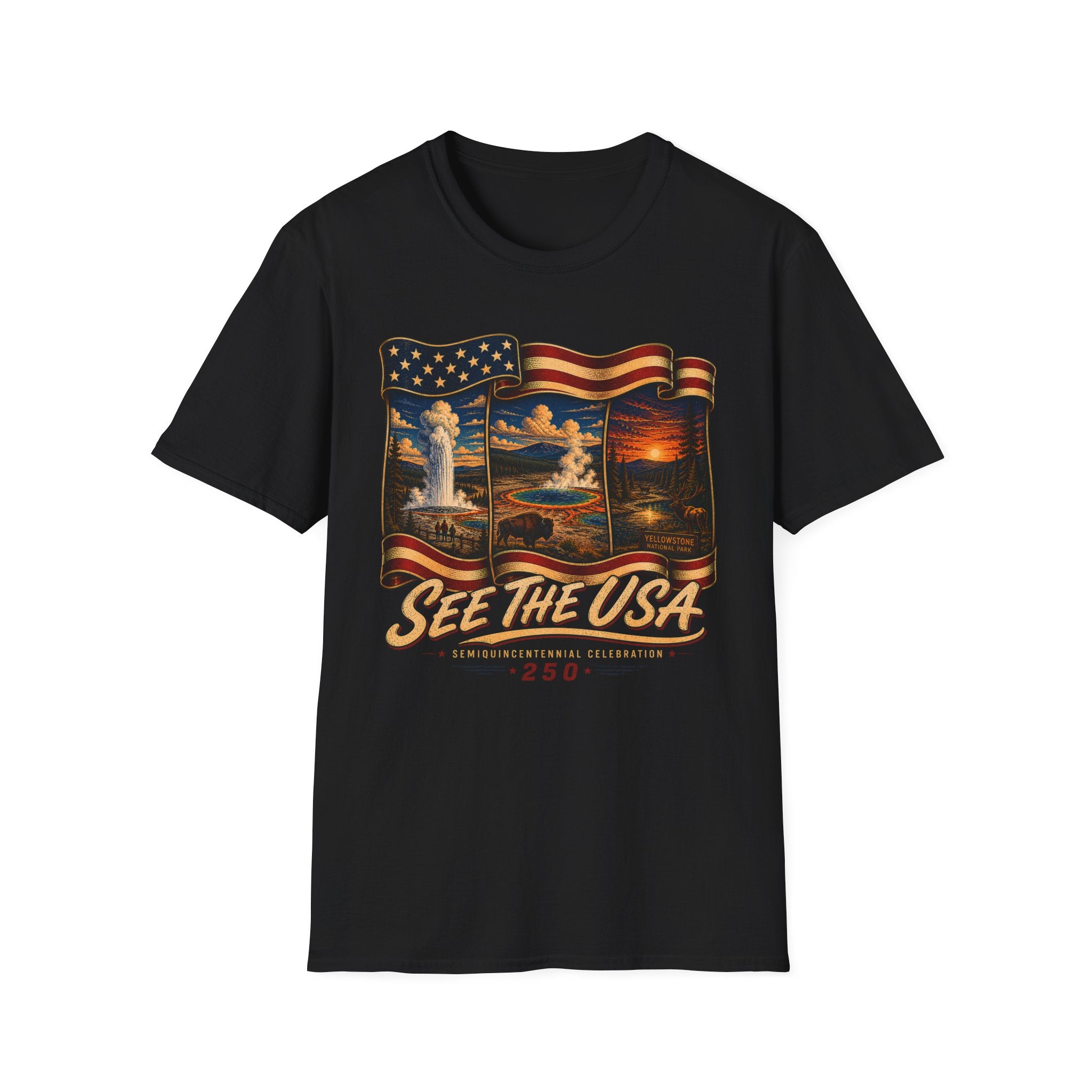 USA National Parks — "See The USA" Vintage Flag Travel Tee