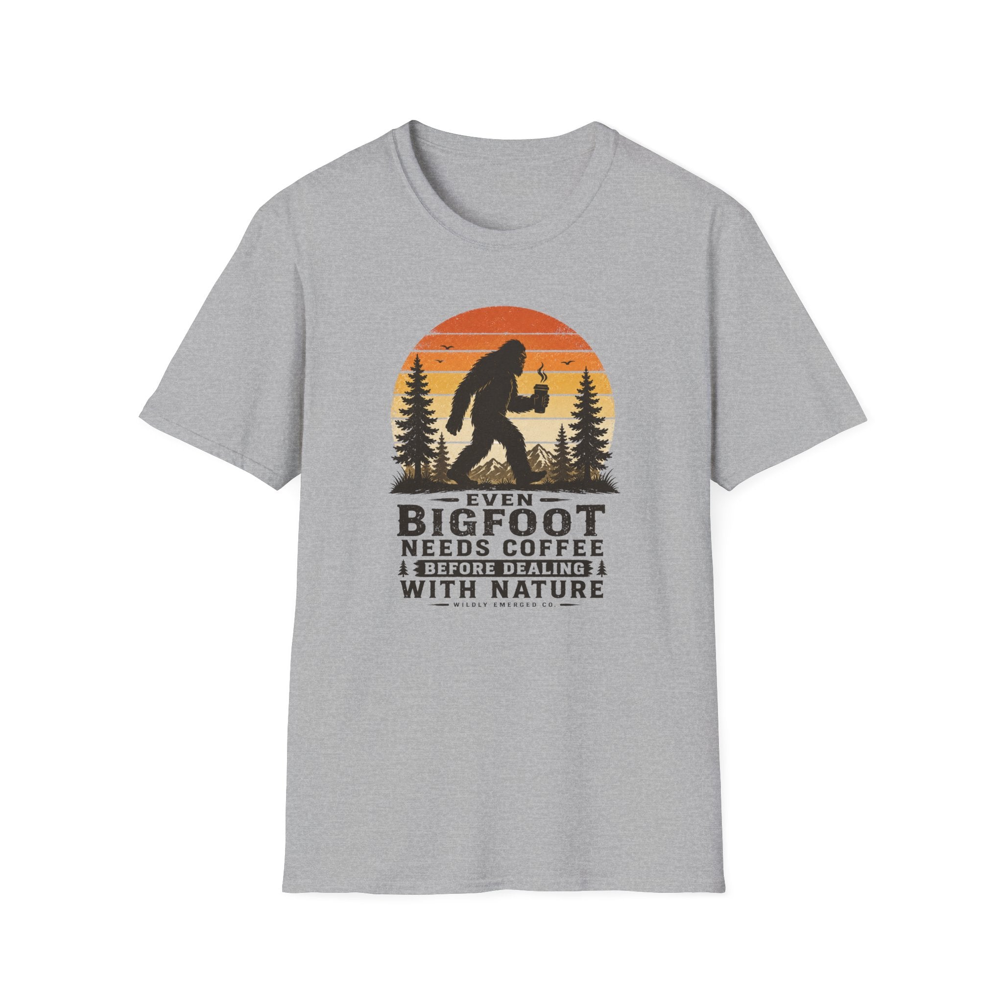 Bigfoot Needs Coffee T-Shirt – Funny Sasquatch Camping Graphic Tee