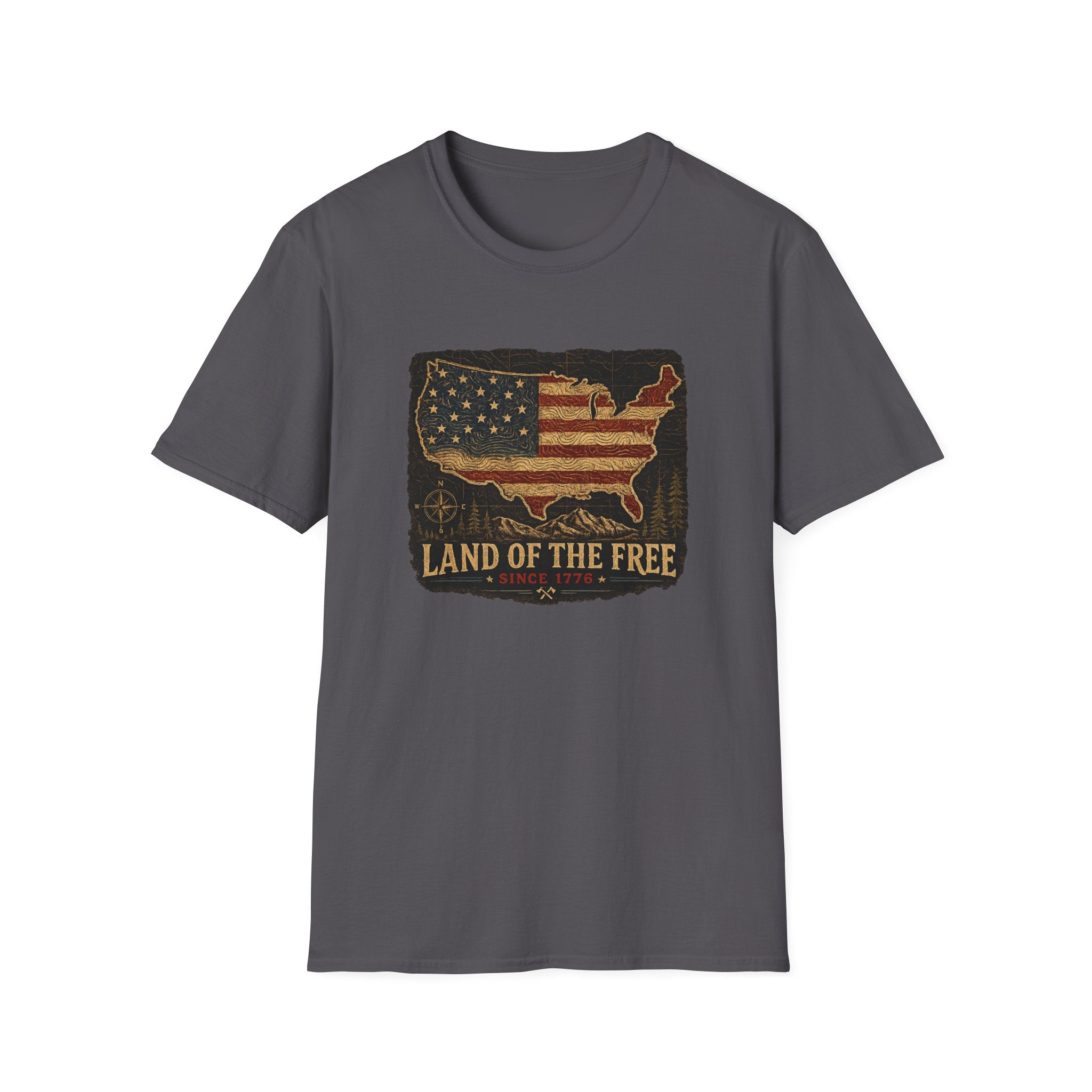 Patriotic USA Map — 'Land of the Free' Vintage Flag Tee