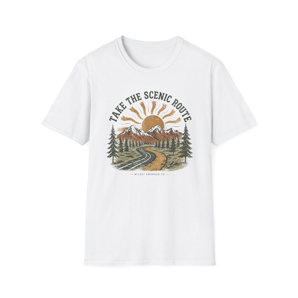 'Take the Scenic Route' Mountain & Sun Graphic T‑Shirt