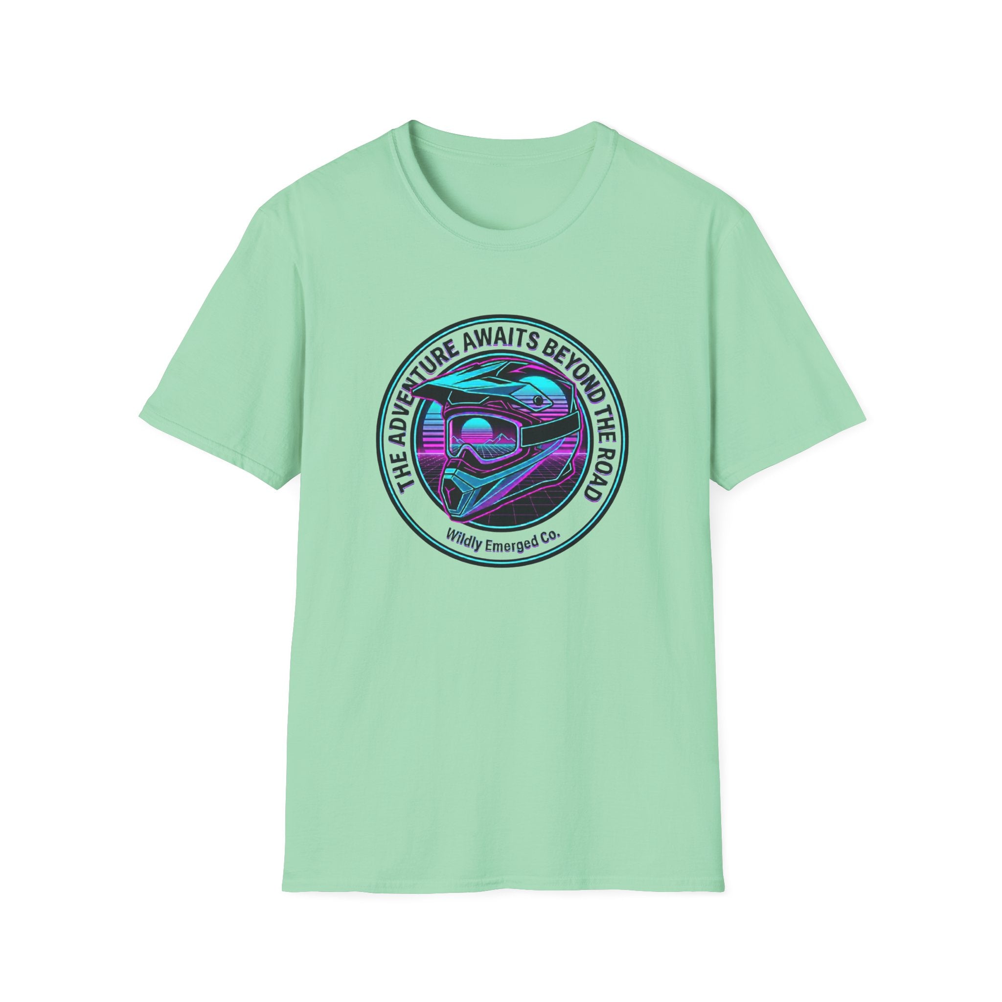 Adventure Helmet— "The Adventure Awaits Beyond the Road" Motorcycle Tee
