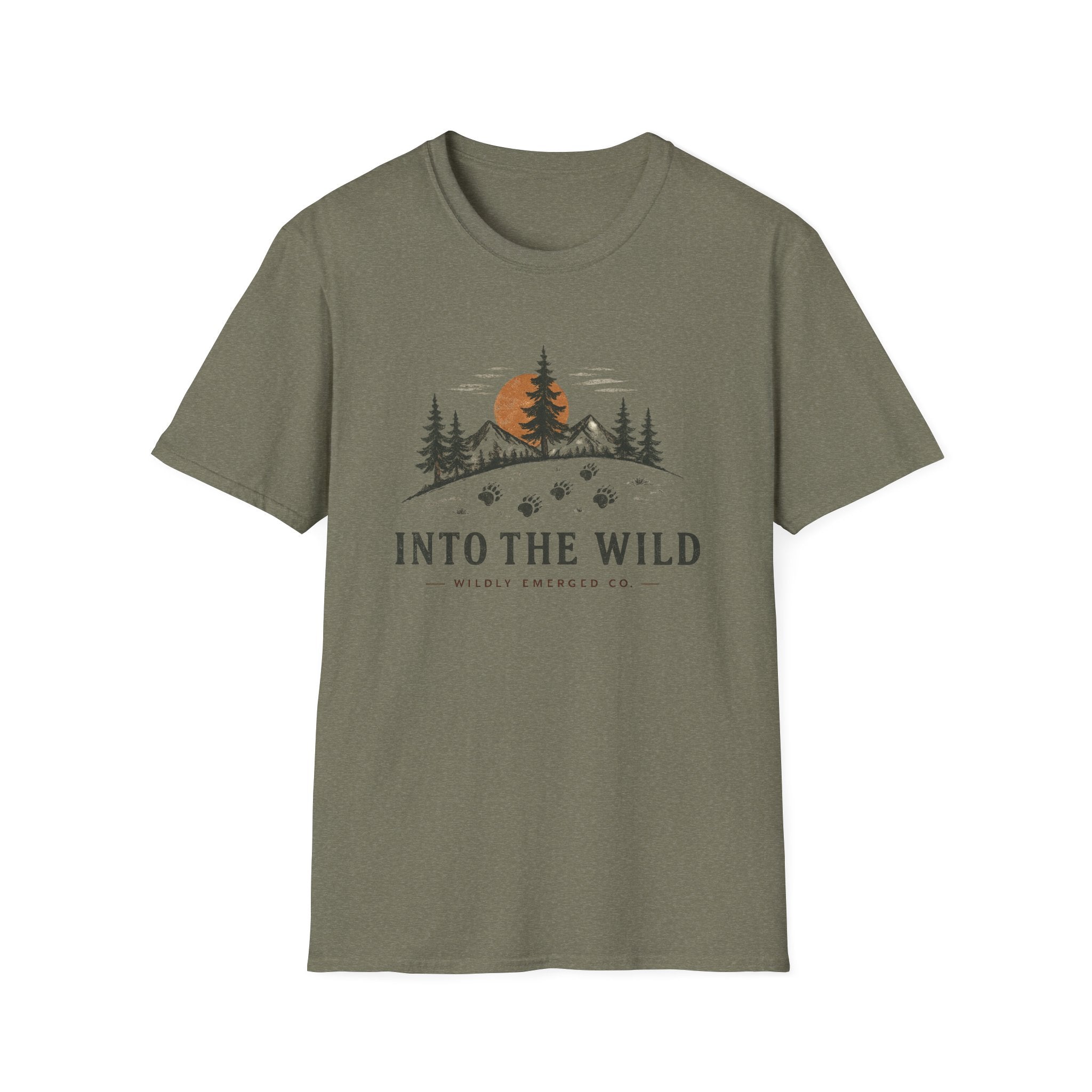 Into The Wild — Mountain Sunset Paw Print Tee