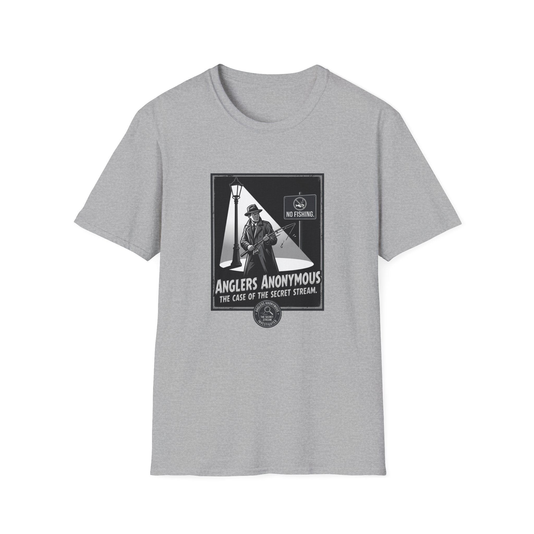 Anglers Anonymous Graphic — "No Fishing" Noir Detective Design