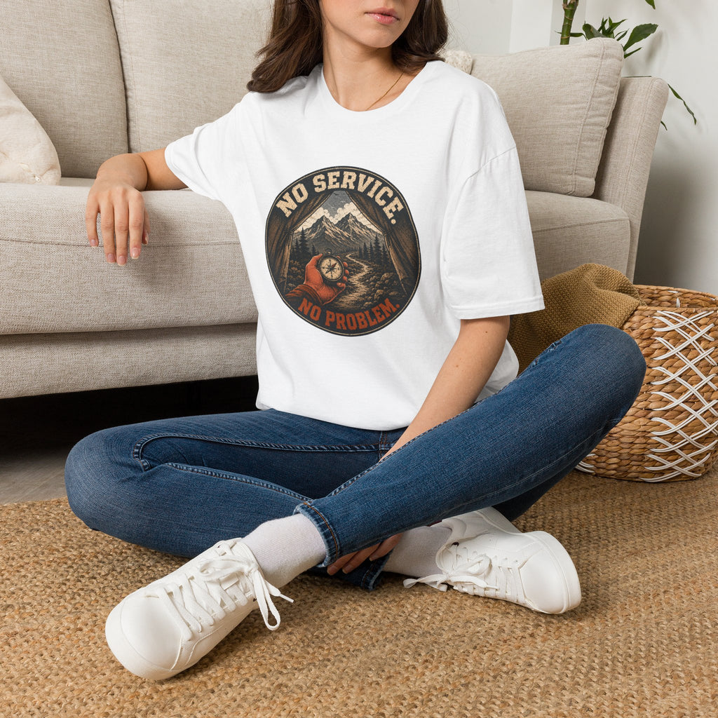 No Service No Problem — Adventure Compass Mountain Graphic Tee