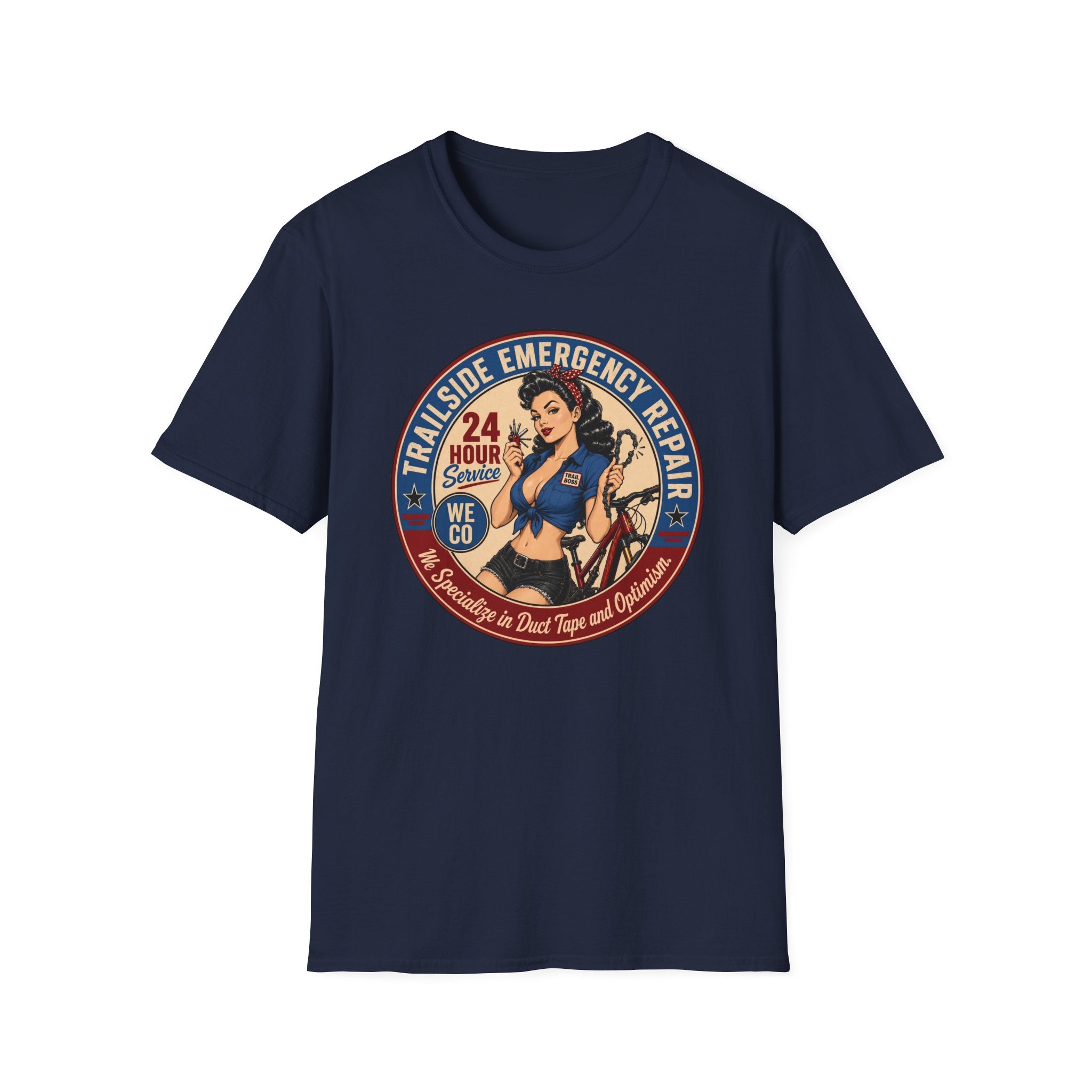 Trailside Emergency Repair — 24 Hour Service Pin-Up Graphic Tee