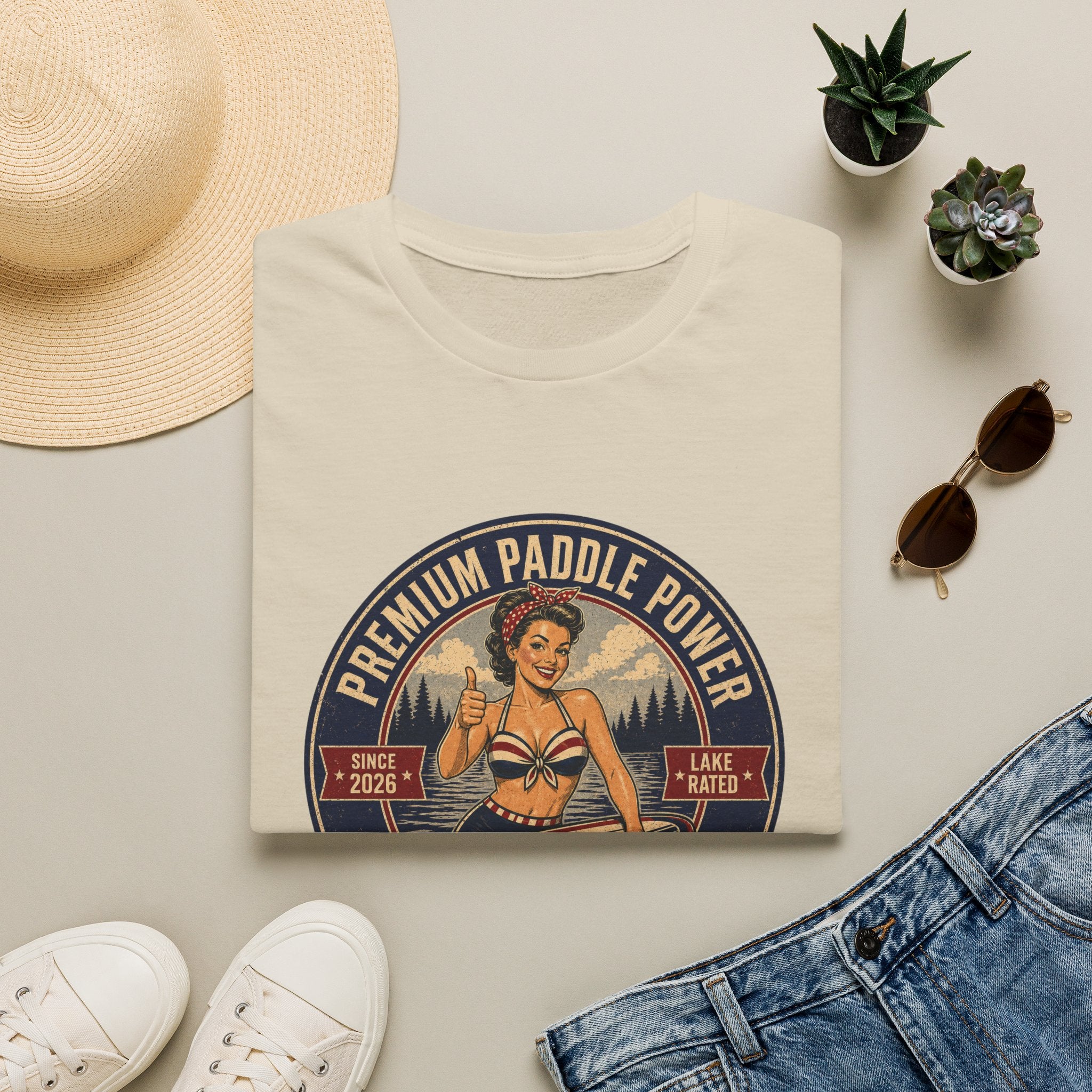 Paddle Power — Vintage Lake Rated Paddleboarding Graphic Tee