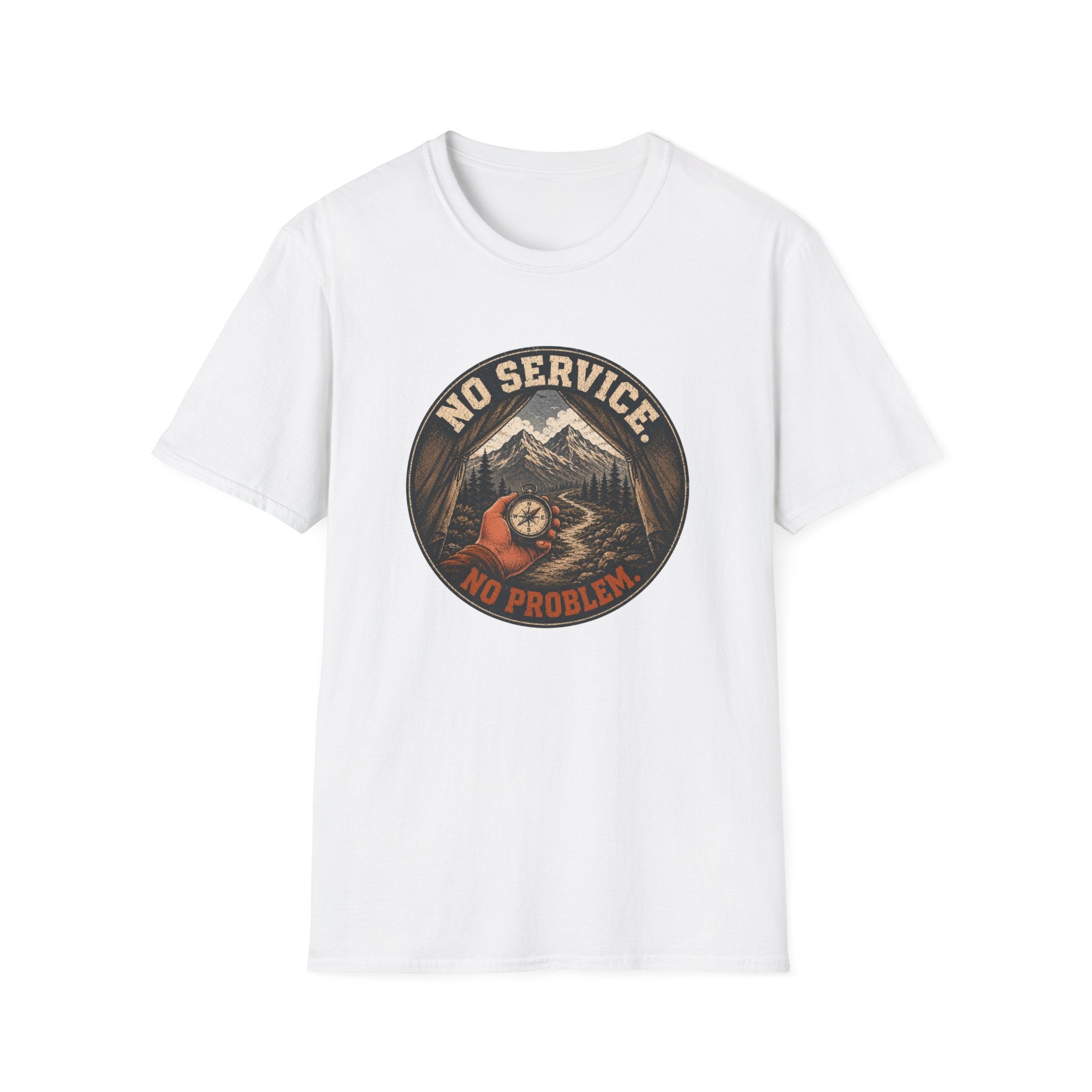 No Service No Problem — Adventure Compass Mountain Graphic Tee