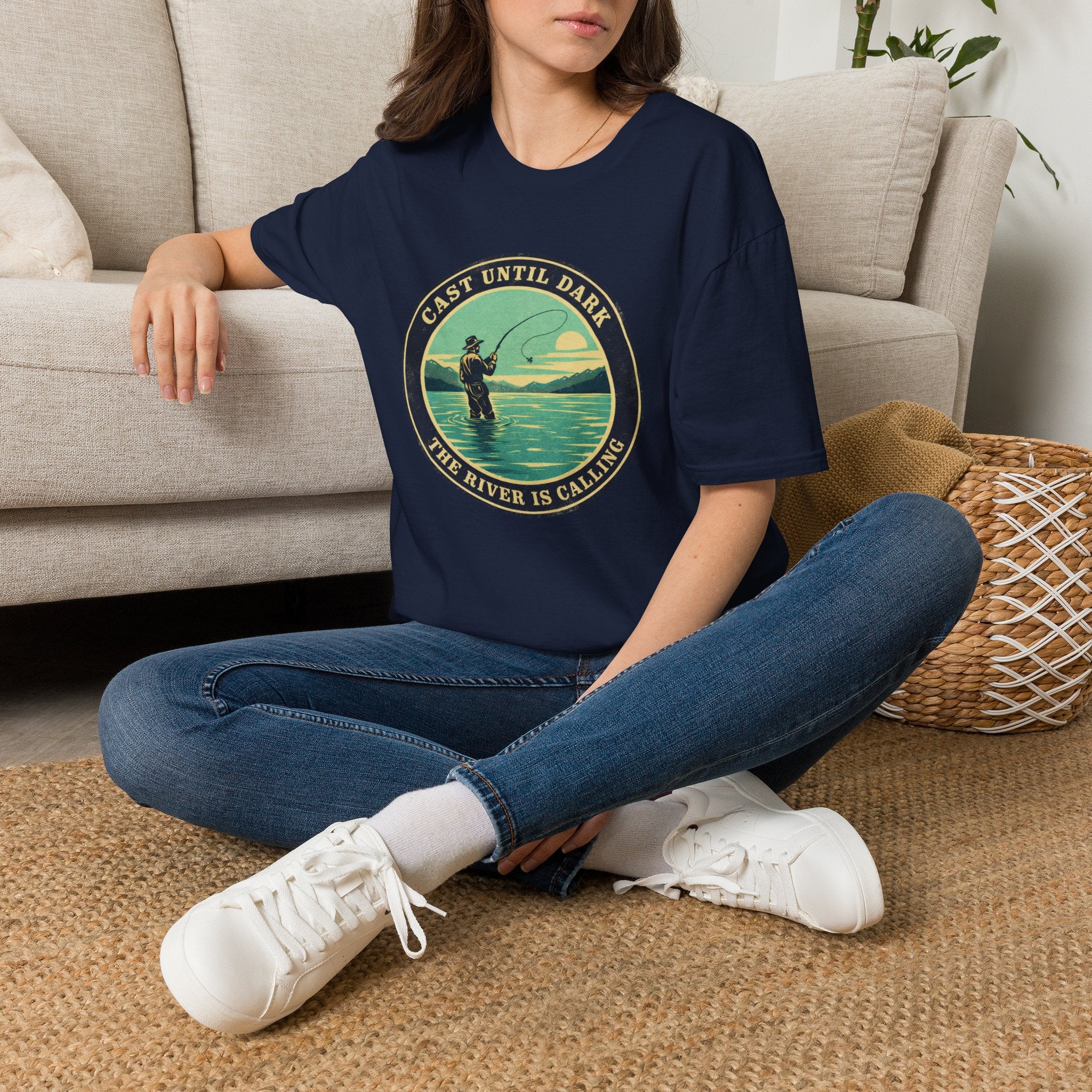"Cast Until Dark" Vintage River Angler Tee
