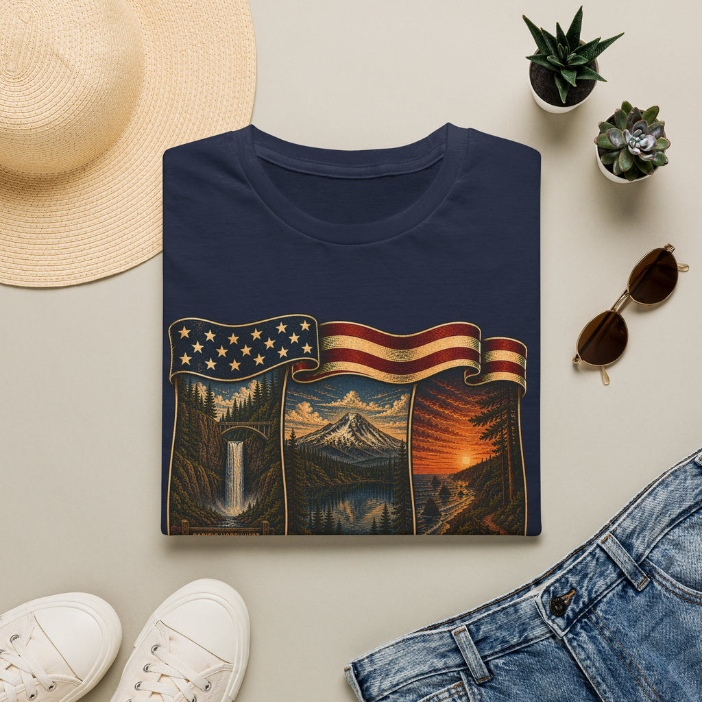 See the USA — Vintage American Flag Scenic Travel Tee