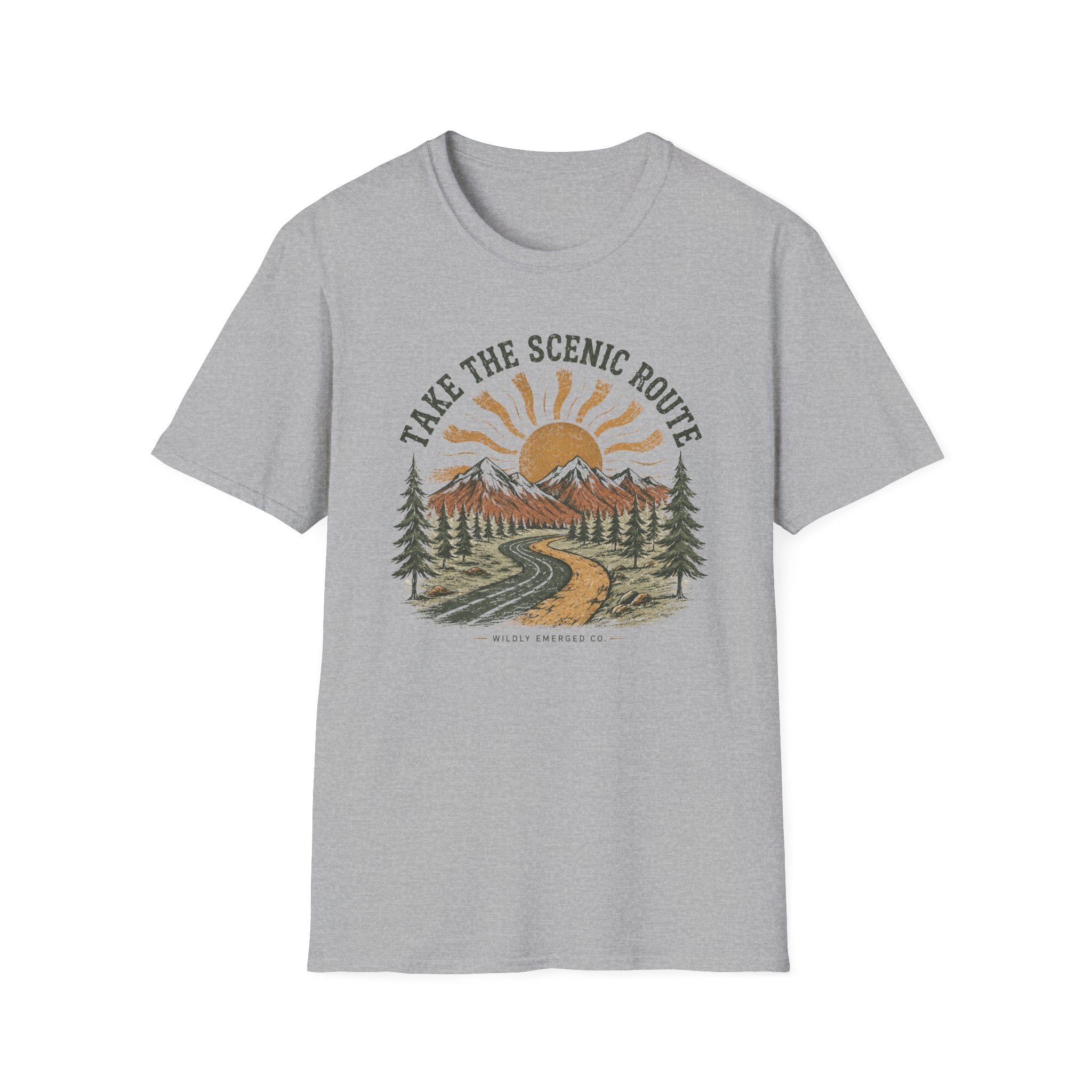 'Take the Scenic Route' Mountain & Sun Graphic T‑Shirt