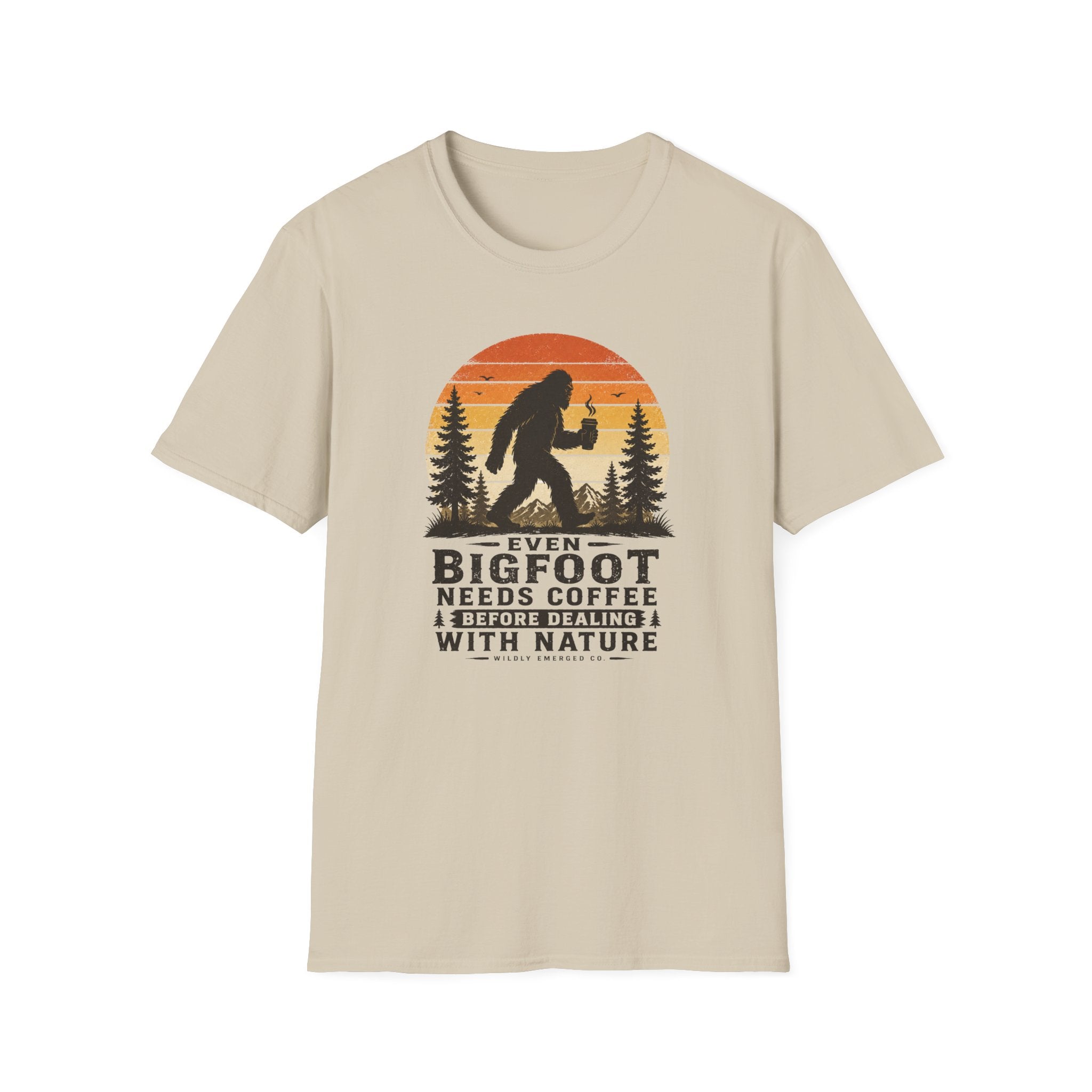 Bigfoot Needs Coffee T-Shirt – Funny Sasquatch Camping Graphic Tee