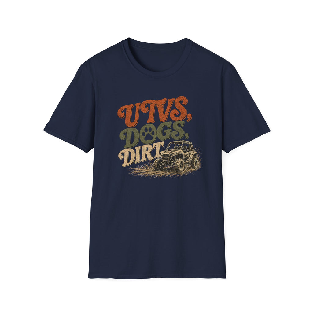 UTVs, Dogs, Dirt Graphic T-Shirt — Off-Road Adventure Tee
