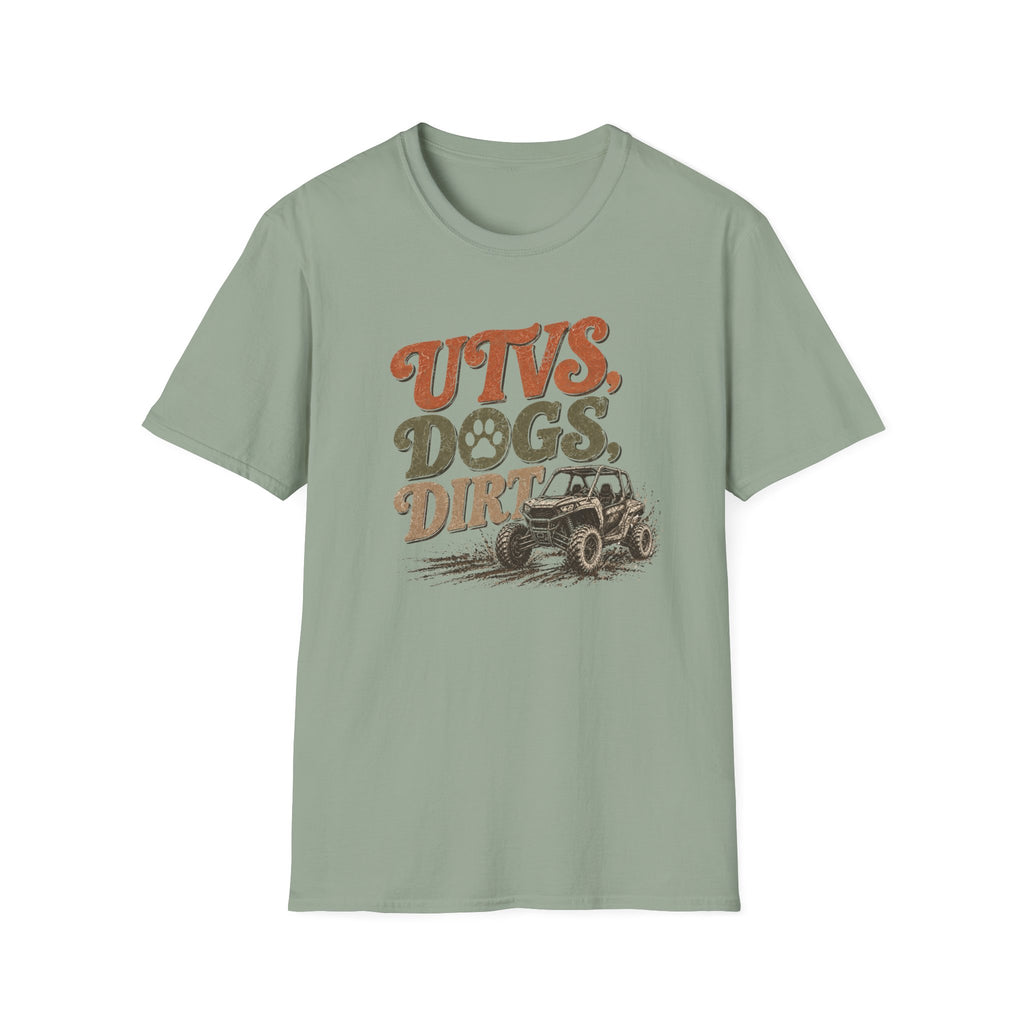 UTVs, Dogs, Dirt Graphic T-Shirt — Off-Road Adventure Tee