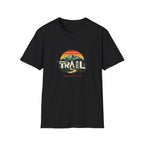 Trail — Retro Mountain Hiking Tee (Sunset & Forest)