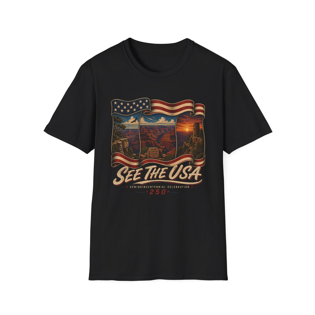 See The USA — Vintage American Flag Grand Canyon Travel Tee
