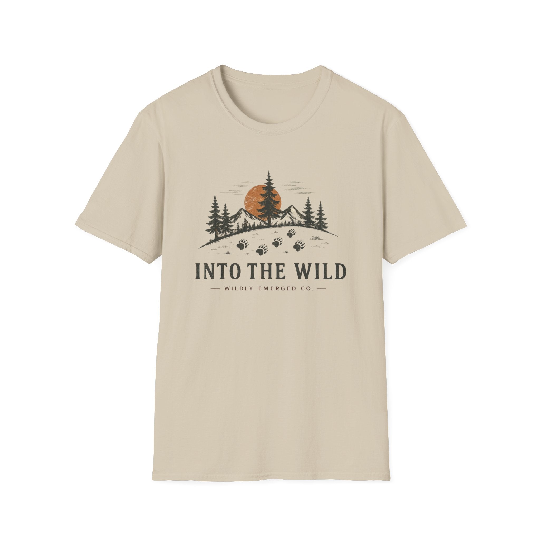 Into The Wild — Mountain Sunset Paw Print Tee
