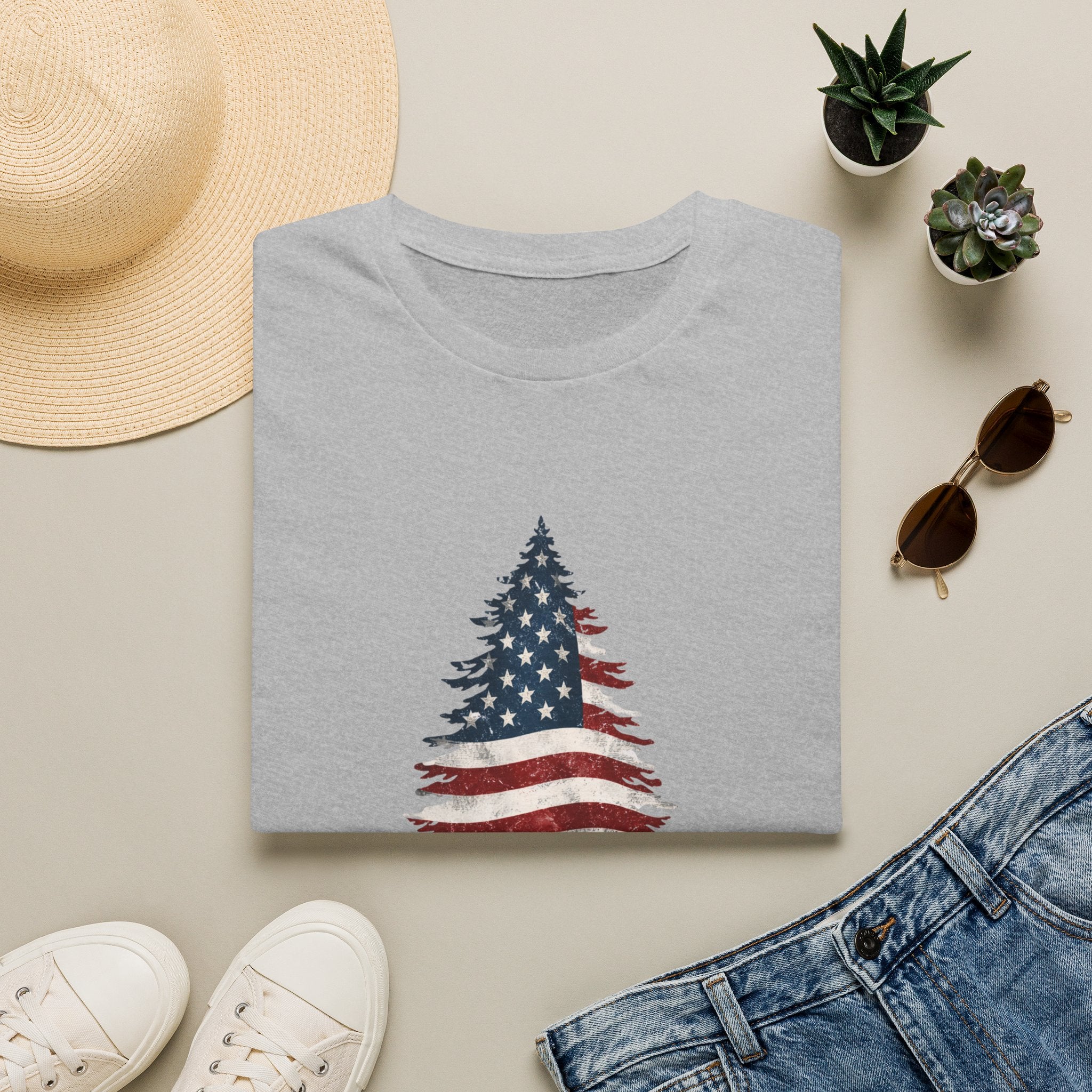 American Flag Pine Tree — "National Adventure" Patriotic Graphic Tee