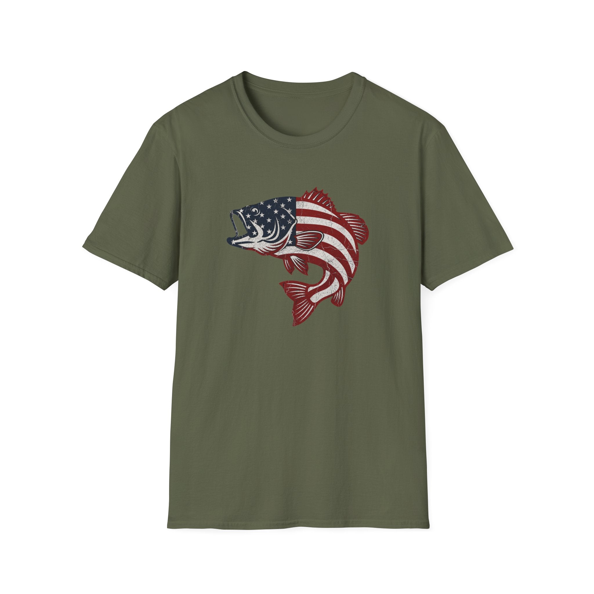 Patriotic Bass — American Flag Fish Tee