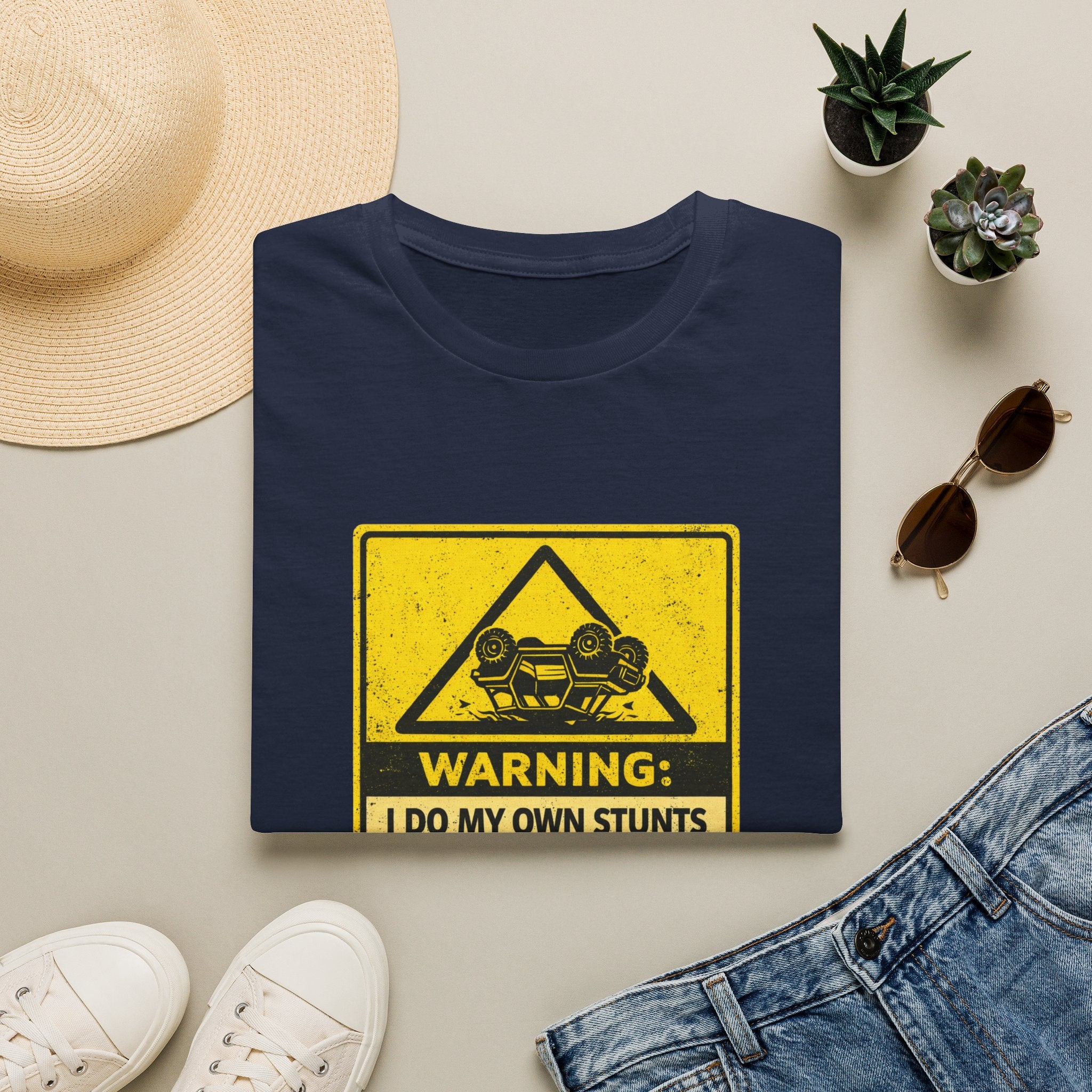 "Warning: I Do My Own Stunts (Unintentionally)" Vintage Warning Sign