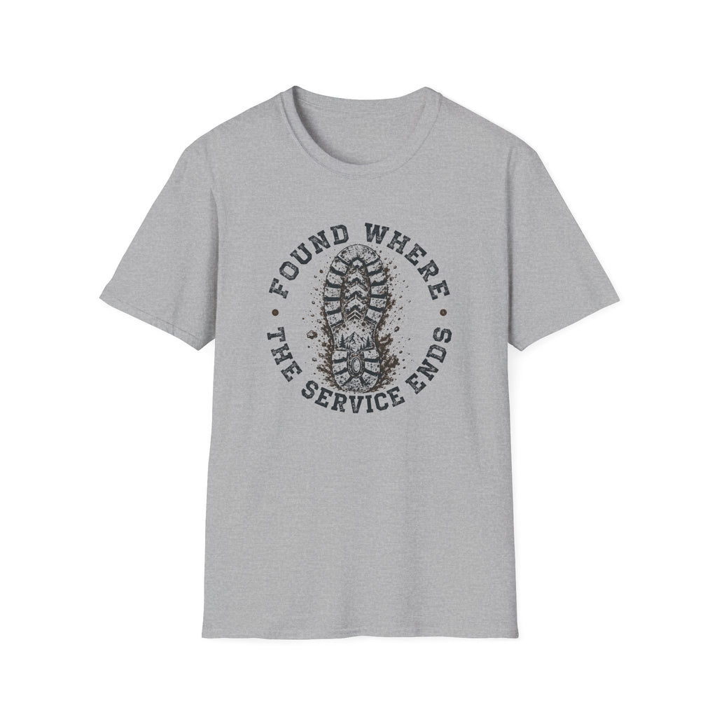 Found Where The Service Ends — Hiking Boot Print Tee