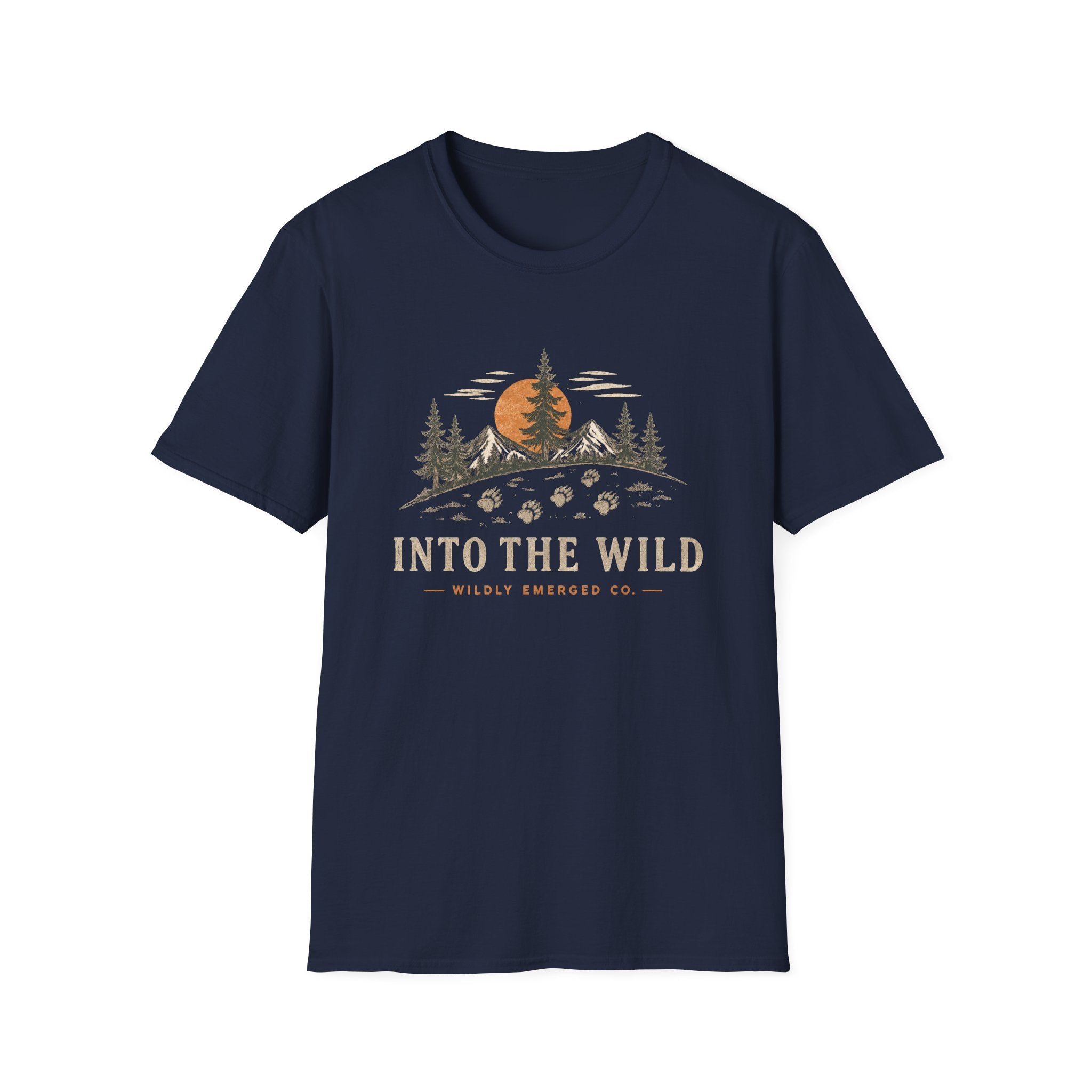 Into The Wild — Mountain Sunset Paw Print Tee